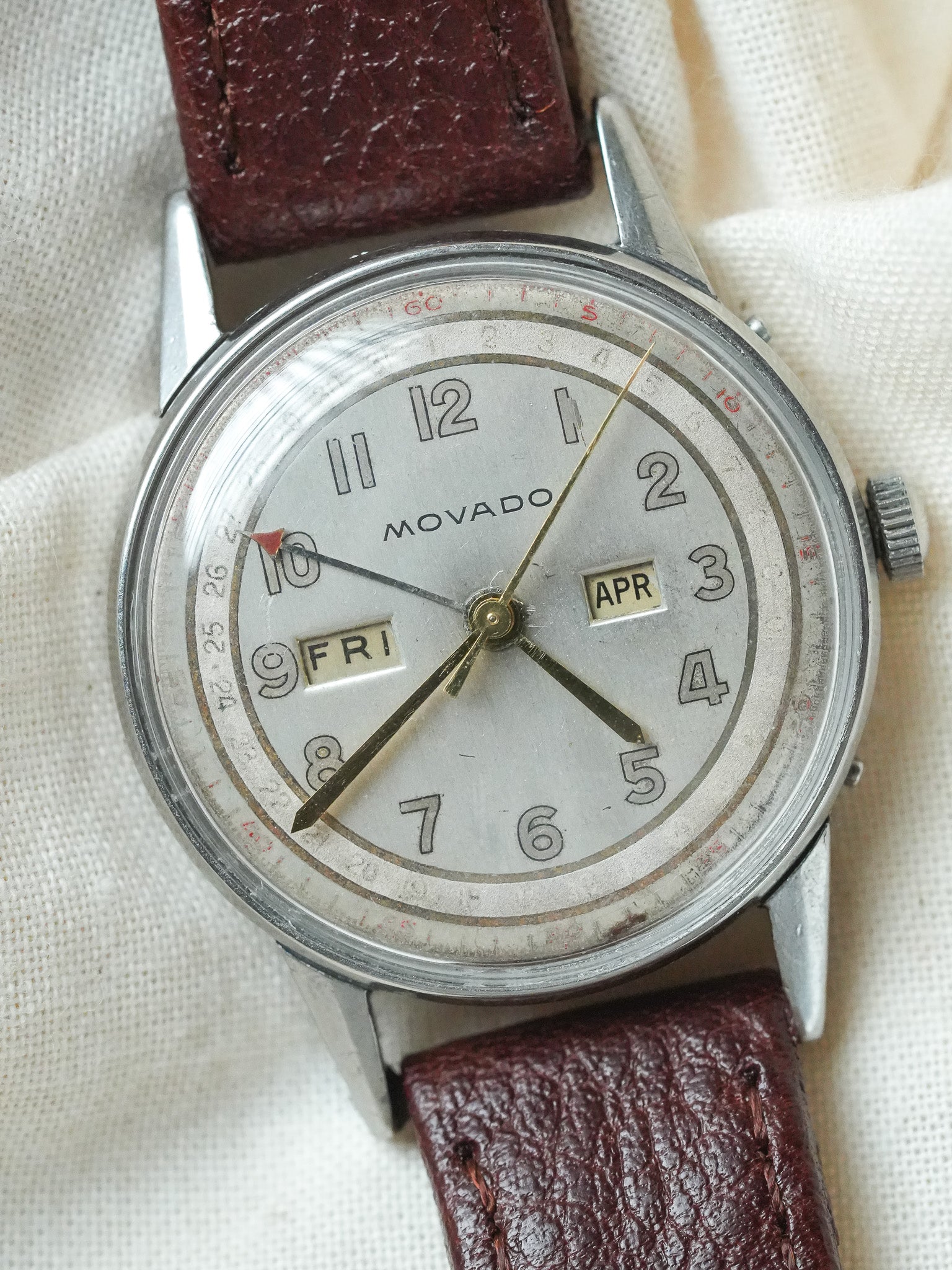Movado - Triple Calendar Anglais Acier - 1940s - Atelier Victor - Vintage Shop