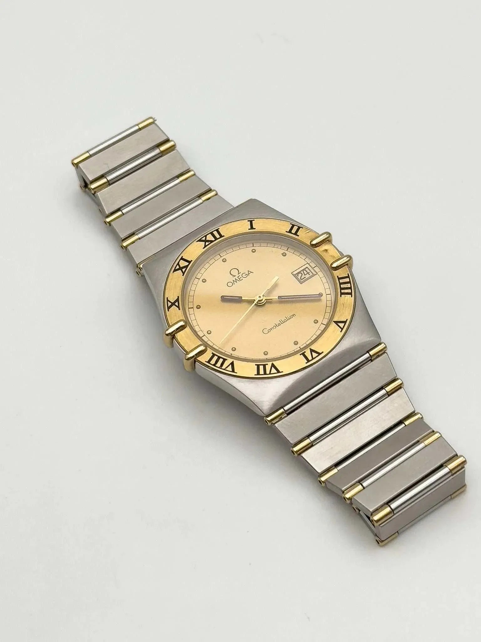 Omega - Constellation 18k Gold & Steel Gold Dial - 1990s - Atelier Victor Paris - Vintage Watch Shop Dubai