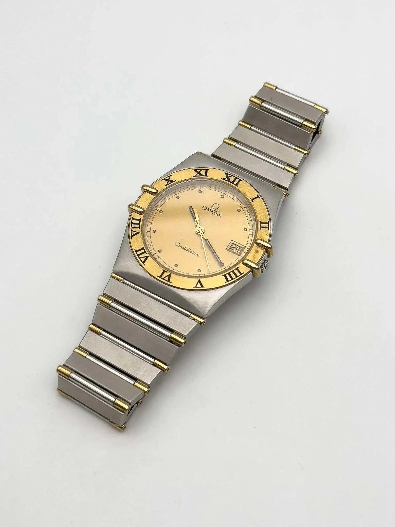 Omega - Constellation 18k Gold & Steel Gold Dial - 1990s - Atelier Victor Paris - Vintage Watch Shop Dubai