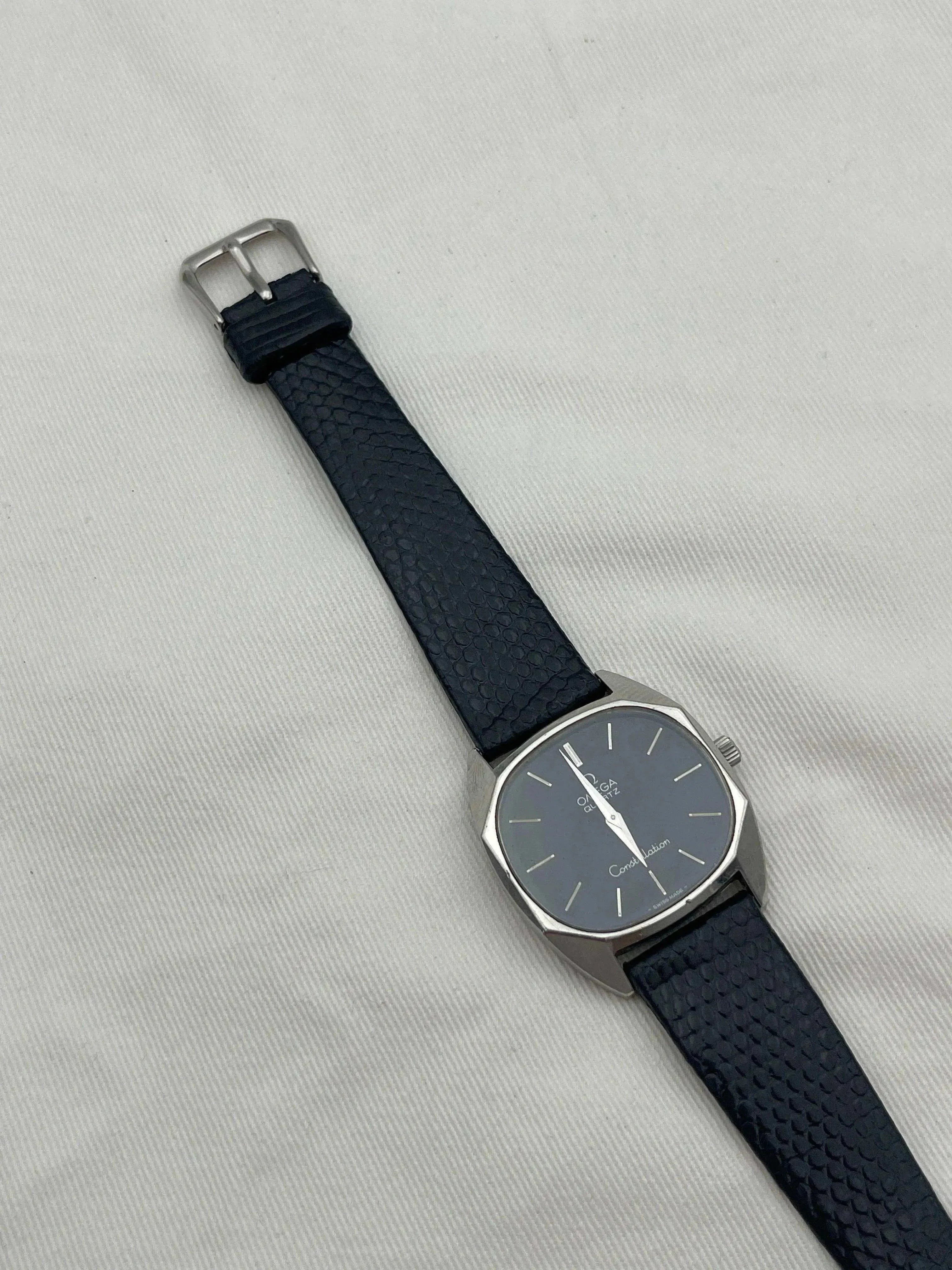 Omega - Constellation Black Quartz - 1975 + bracelet lézard + coursier - Atelier Victor - Vintage Shop