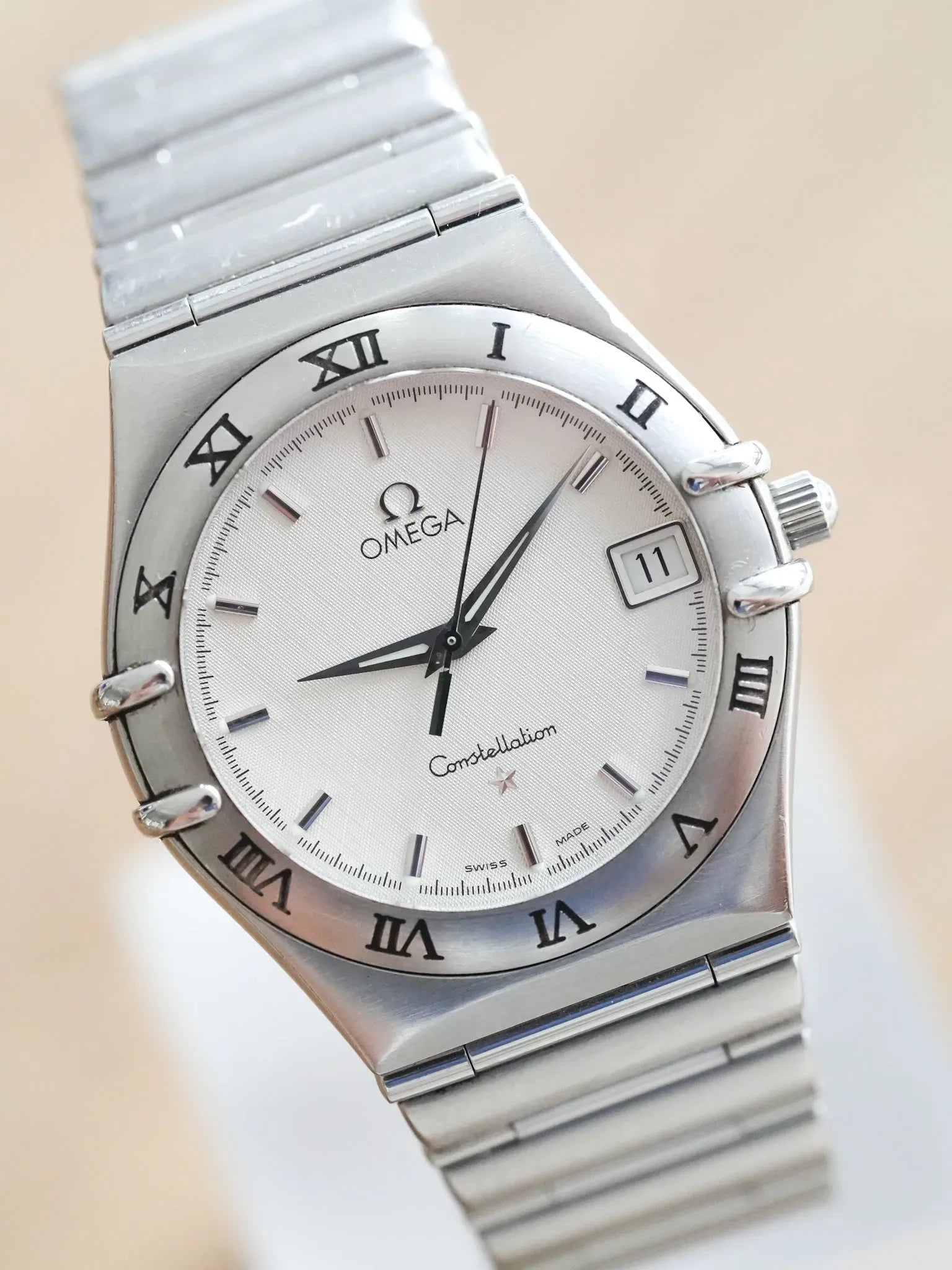 Omega - Constellation Manhattan 1512.30 Nid d'abeille Blanc Acier - 1998 - Atelier Victor - Vintage Shop