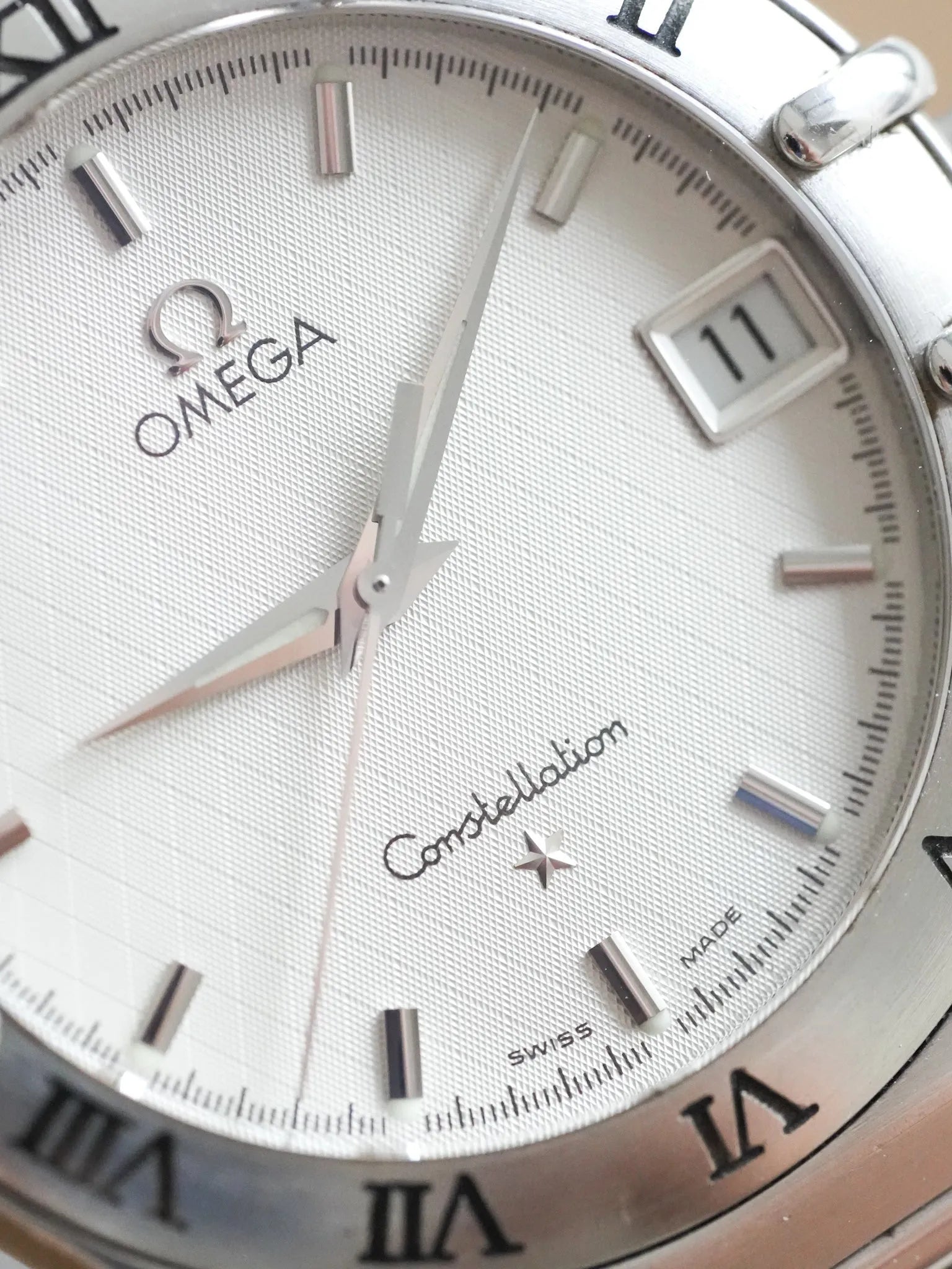 Omega - Constellation Manhattan 1512.30 Nid d'abeille Blanc Acier - 1998 - Atelier Victor - Vintage Shop
