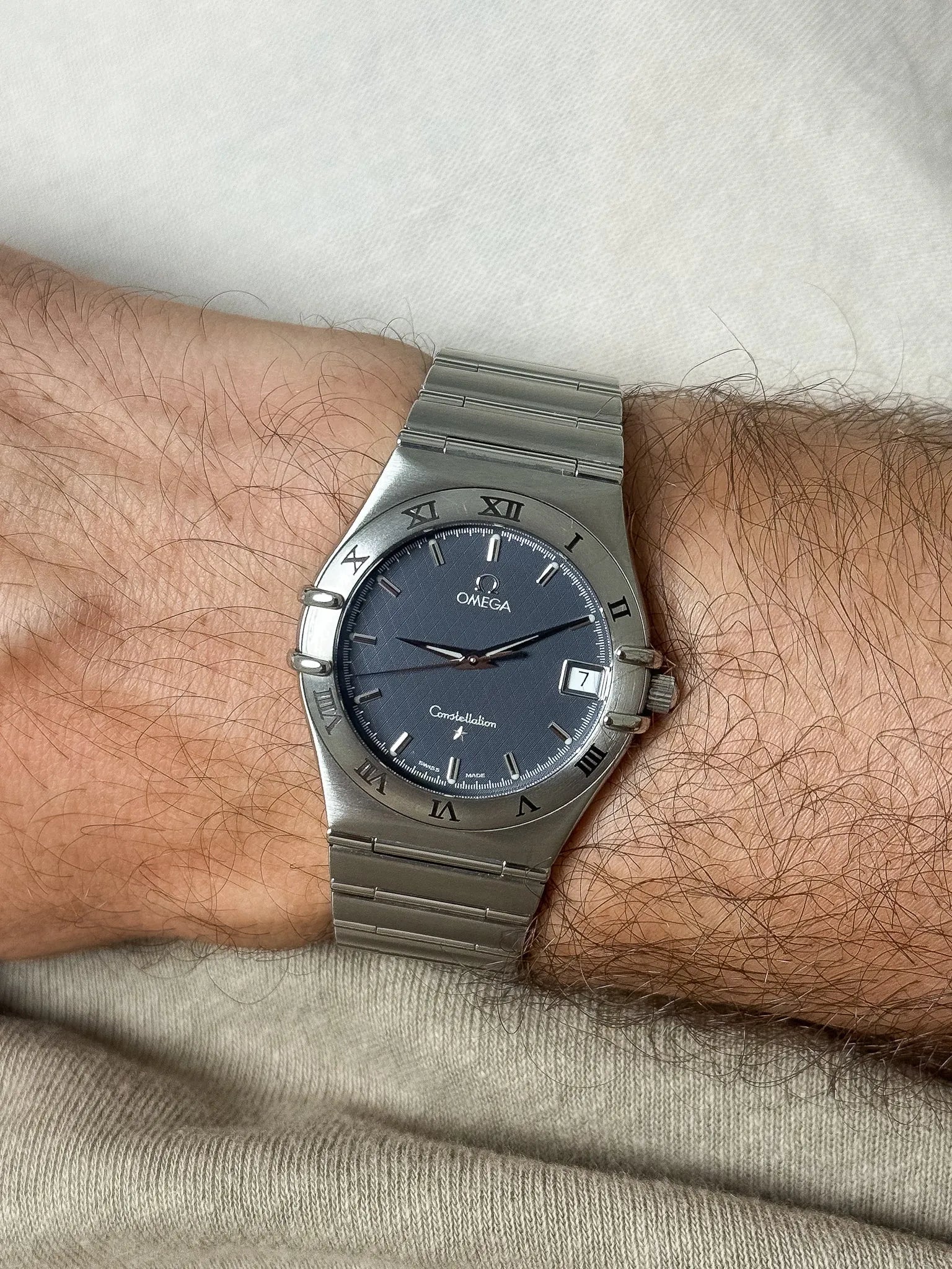 Omega - Constellation Manhattan 1512.40 Acier Cadran Gris Nid d'abeille - 1998 - Atelier Victor