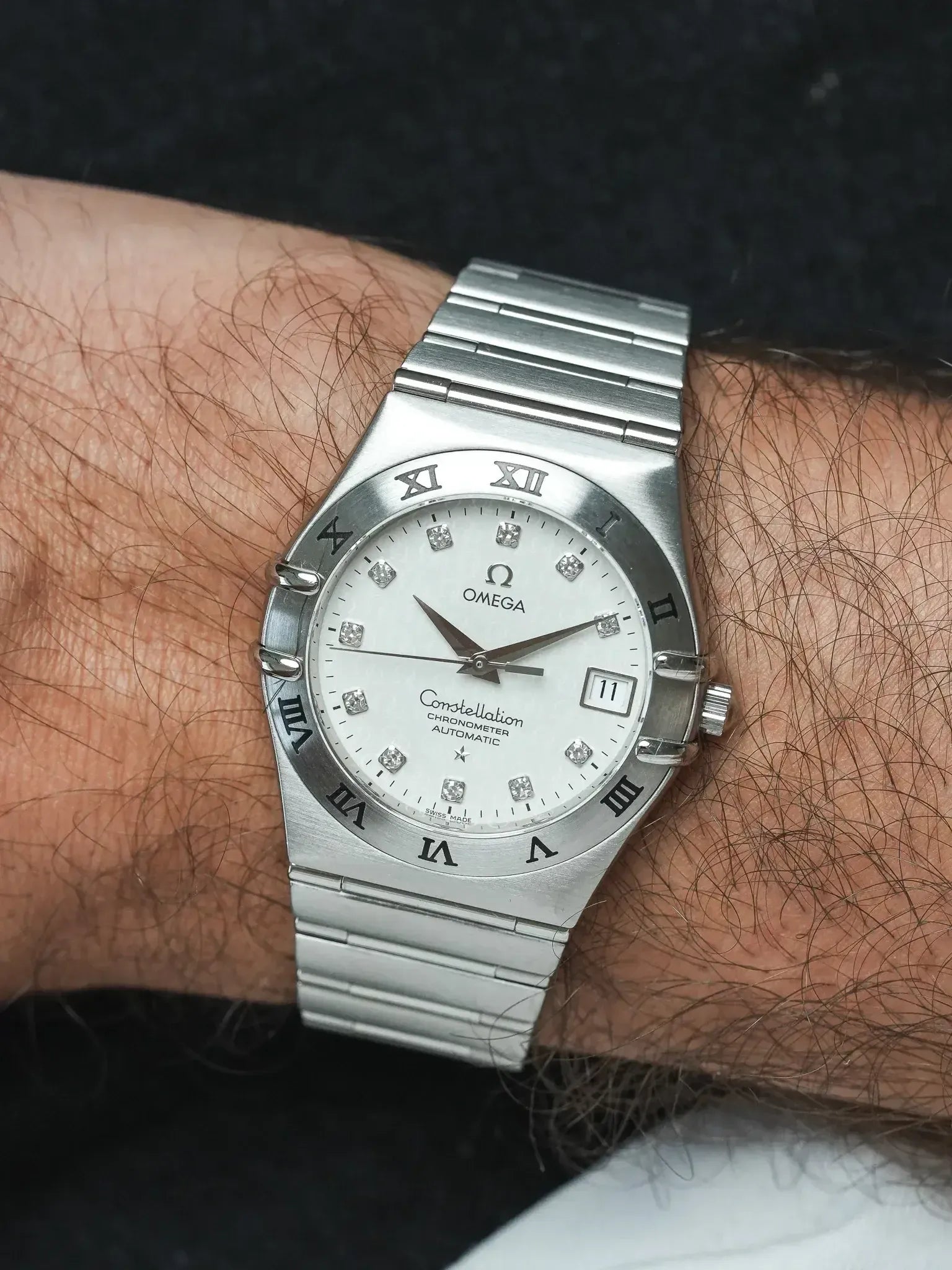 Omega - Constellation Manhattan "50. Jahrestag" 1504.35 Stahl Zifferblatt Diamanten - 2000er