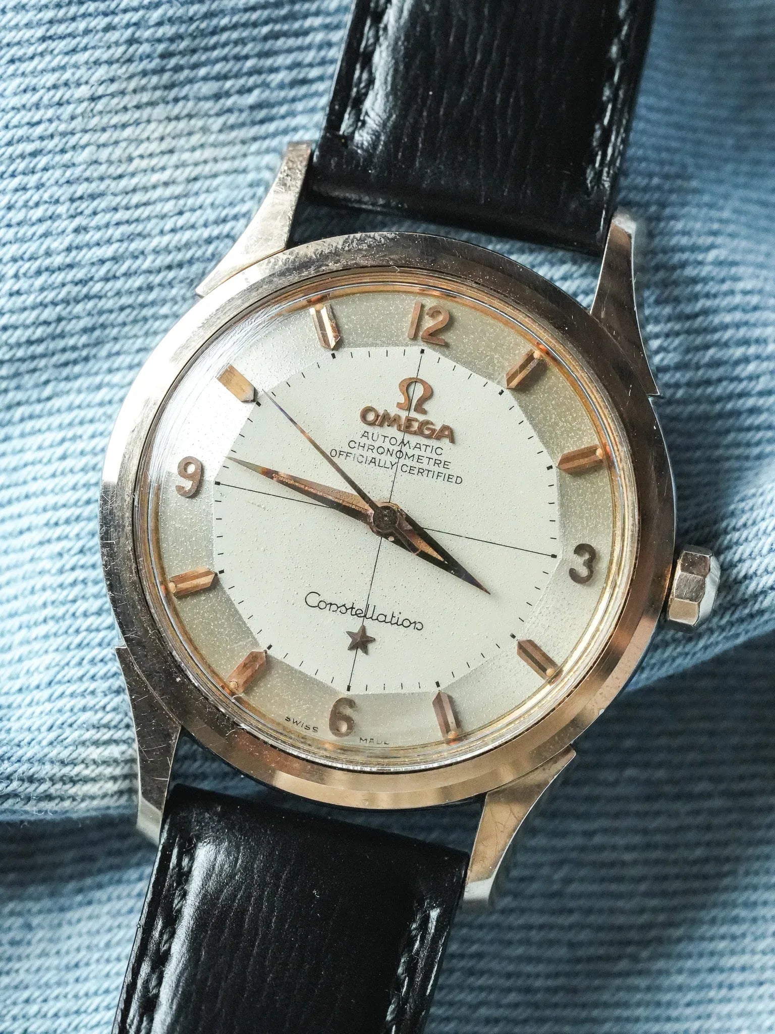 Omega - Constellation Pie Pan 2852 Crosshair Acier Or rose - 1958 - Atelier Victor - Vintage Shop