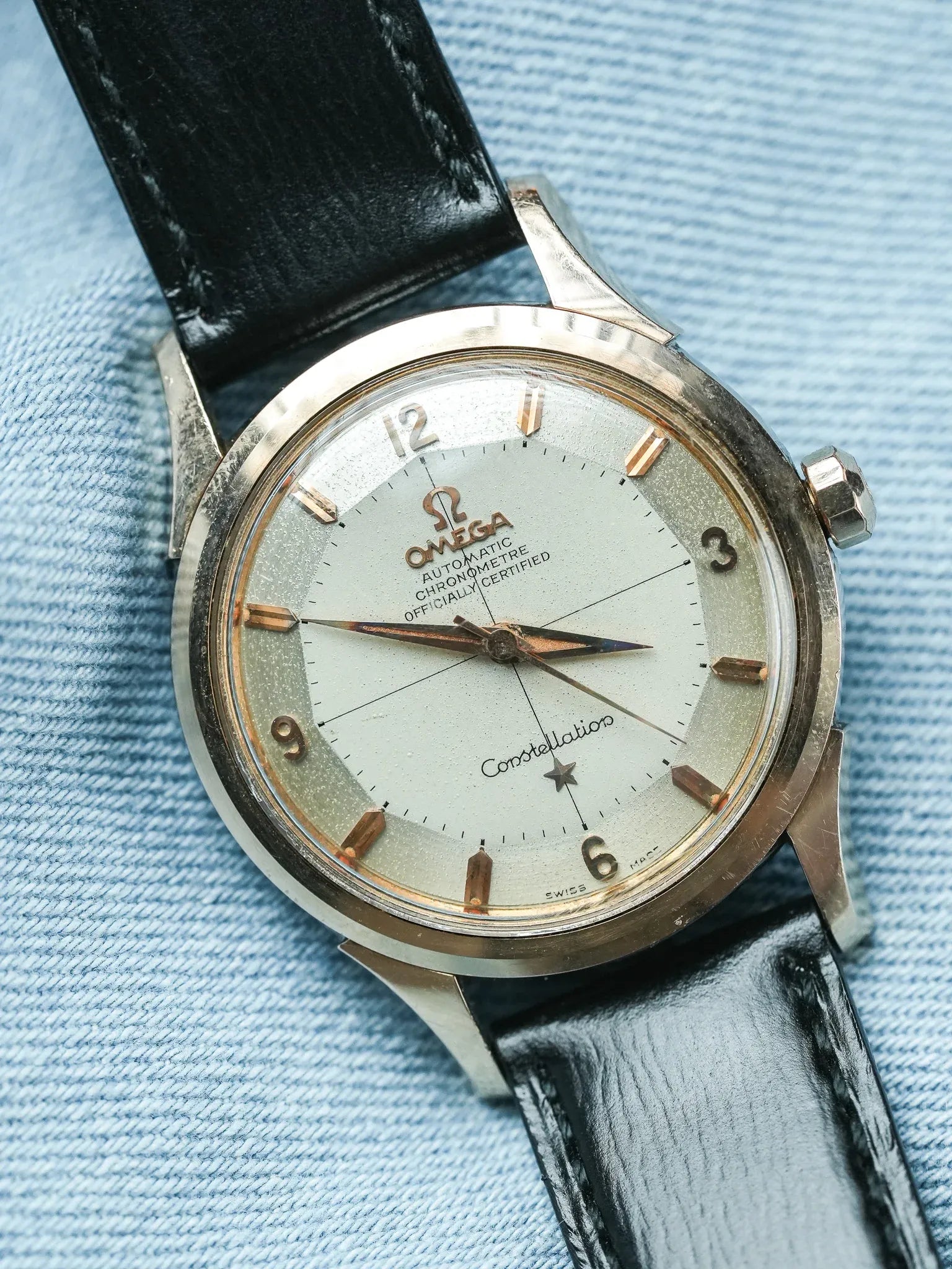 Omega - Constellation Pie Pan 2852 Crosshair Acier Or rose - 1958 - Atelier Victor - Vintage Shop