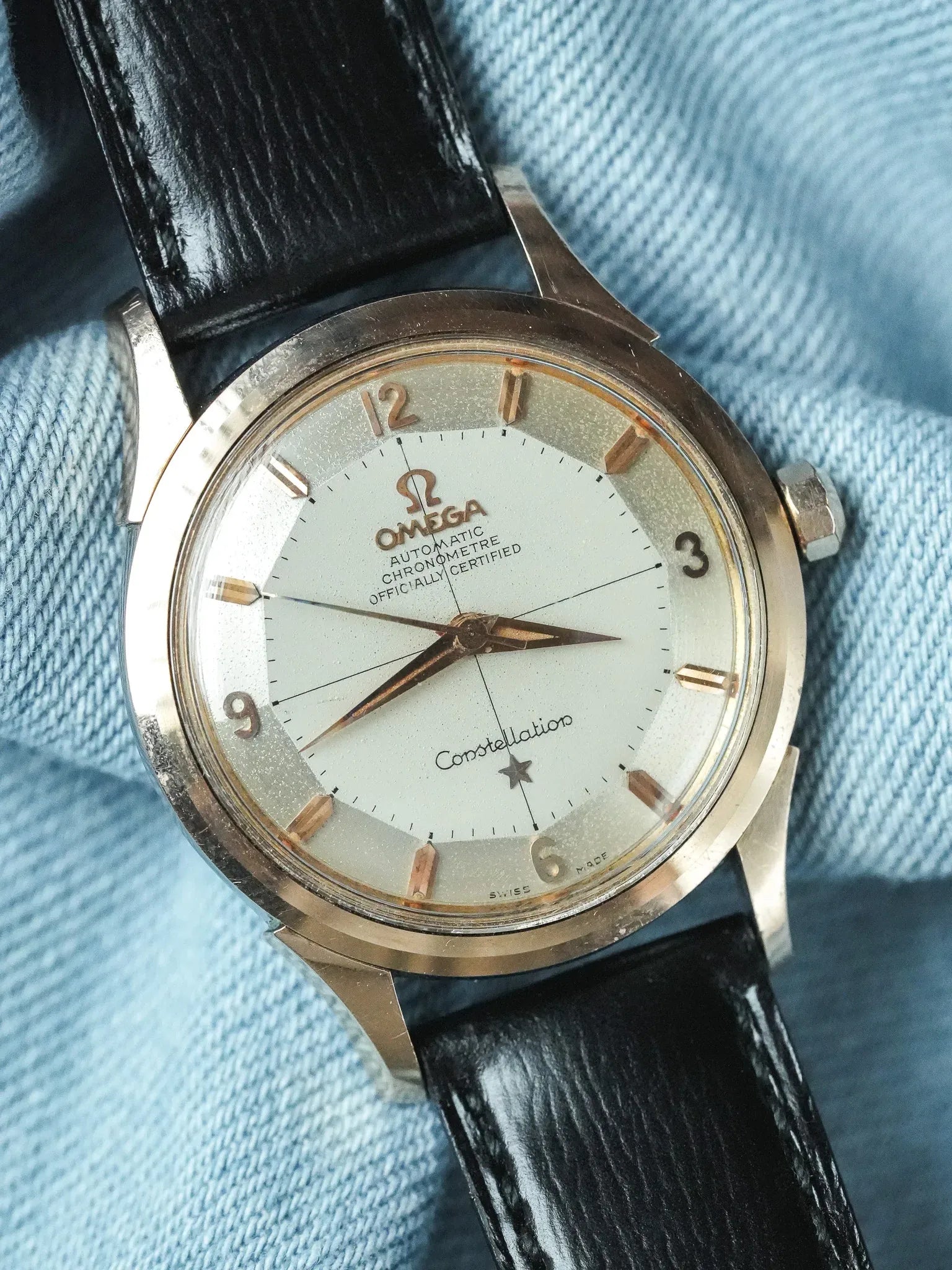 Omega - Constellation Pie Pan 2852 Crosshair Acier Or rose - 1958 - Atelier Victor - Vintage Shop