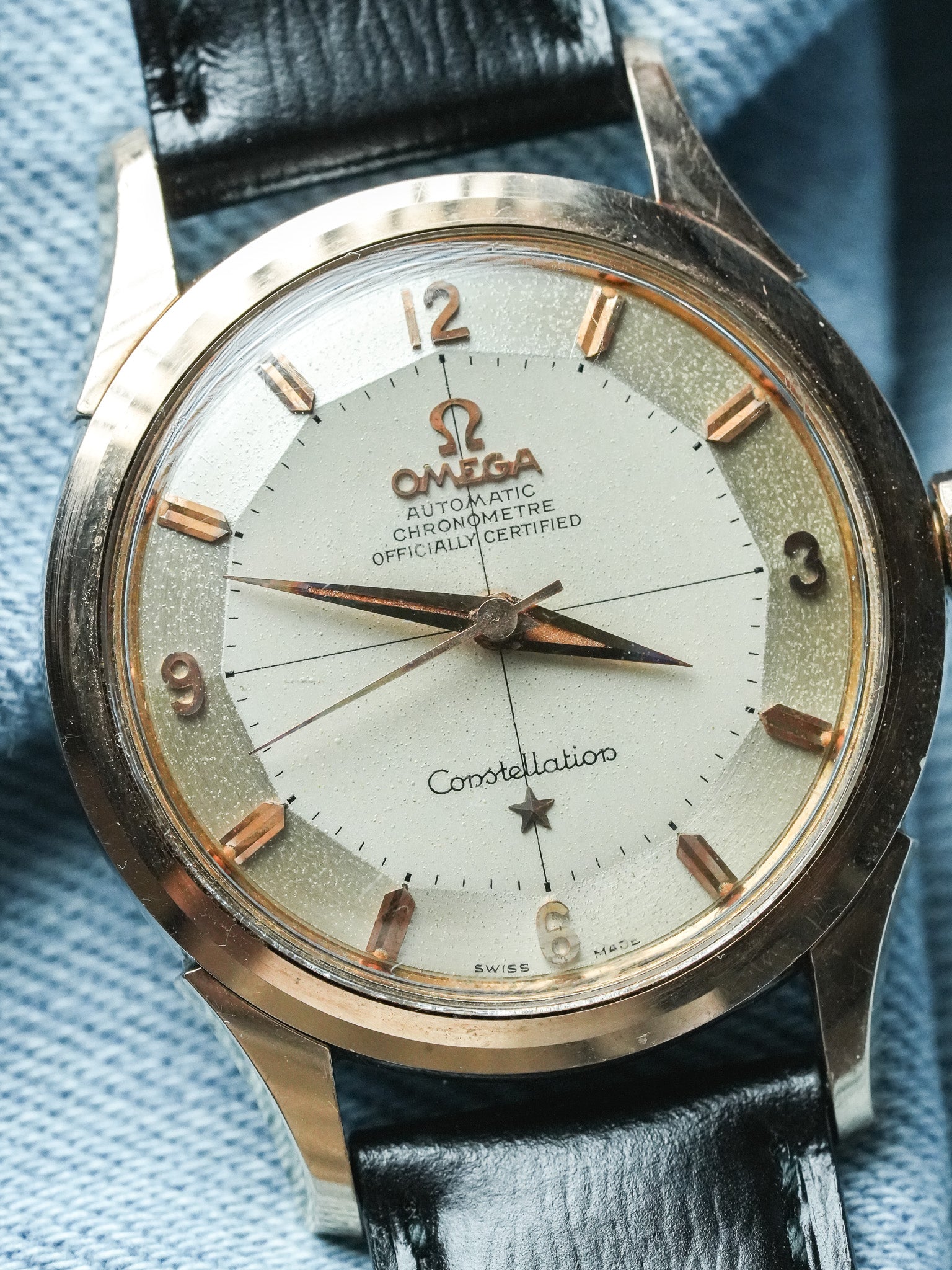 Omega - Constellation Pie Pan 2852 Crosshair Acier Or rose - 1958 - Atelier Victor - Vintage Watch Shop
