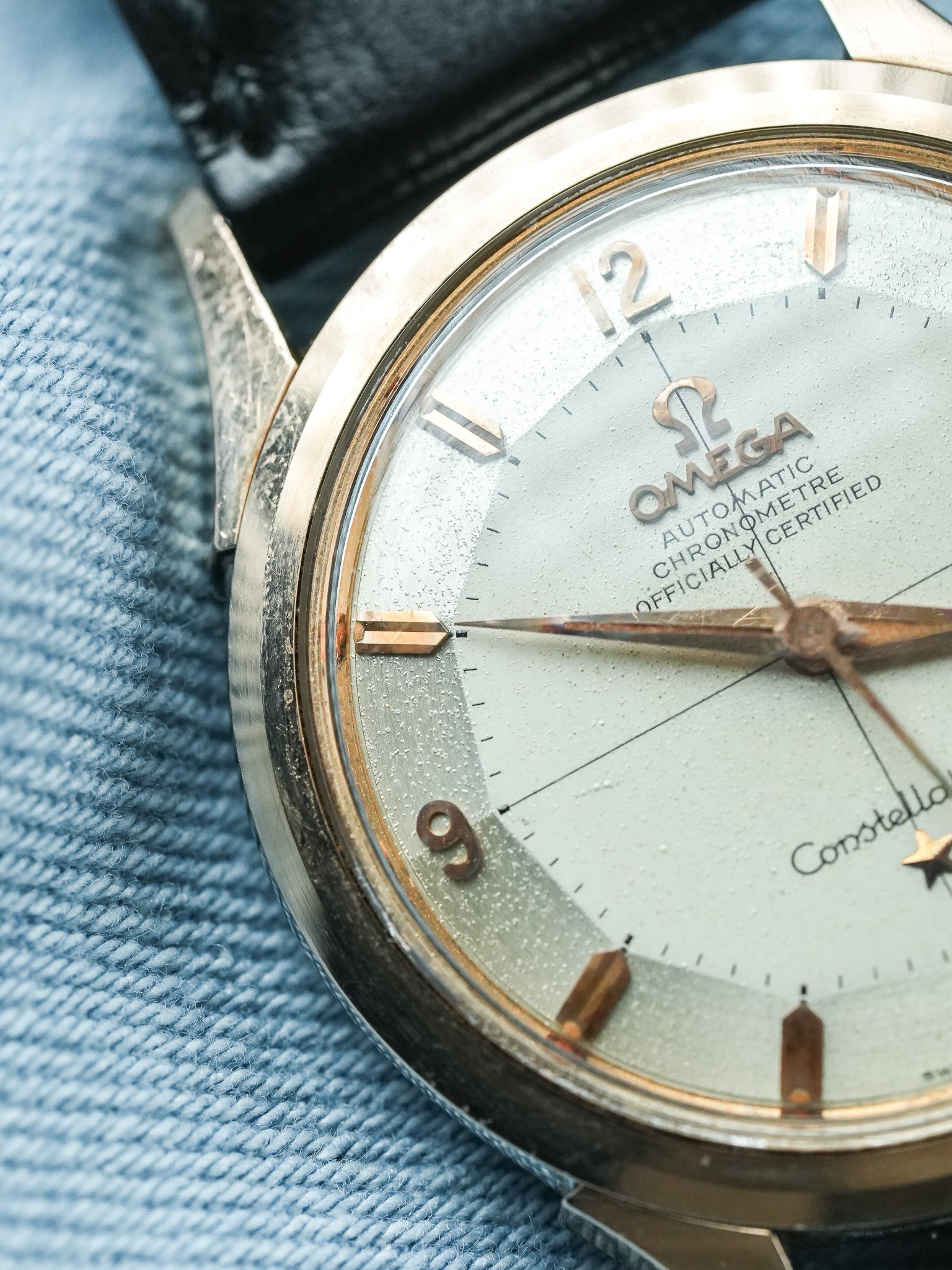 Omega - Constellation Pie Pan 2852 Crosshair Acier Or rose - 1958 - Atelier Victor - Vintage Watch Shop
