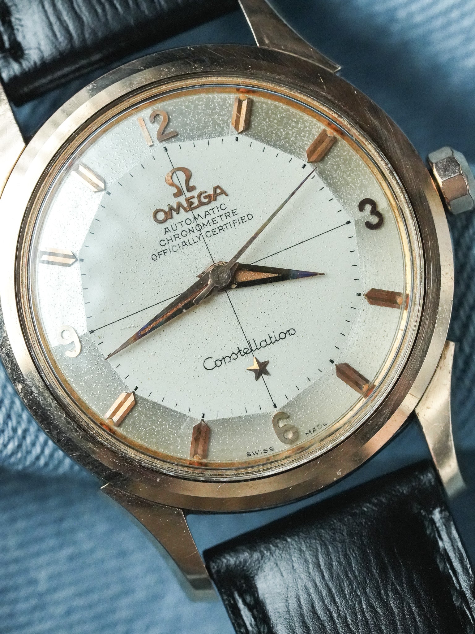 Omega - Constellation Pie Pan 2852 Crosshair Acier Or rose - 1958 - Atelier Victor - Vintage Watch Shop