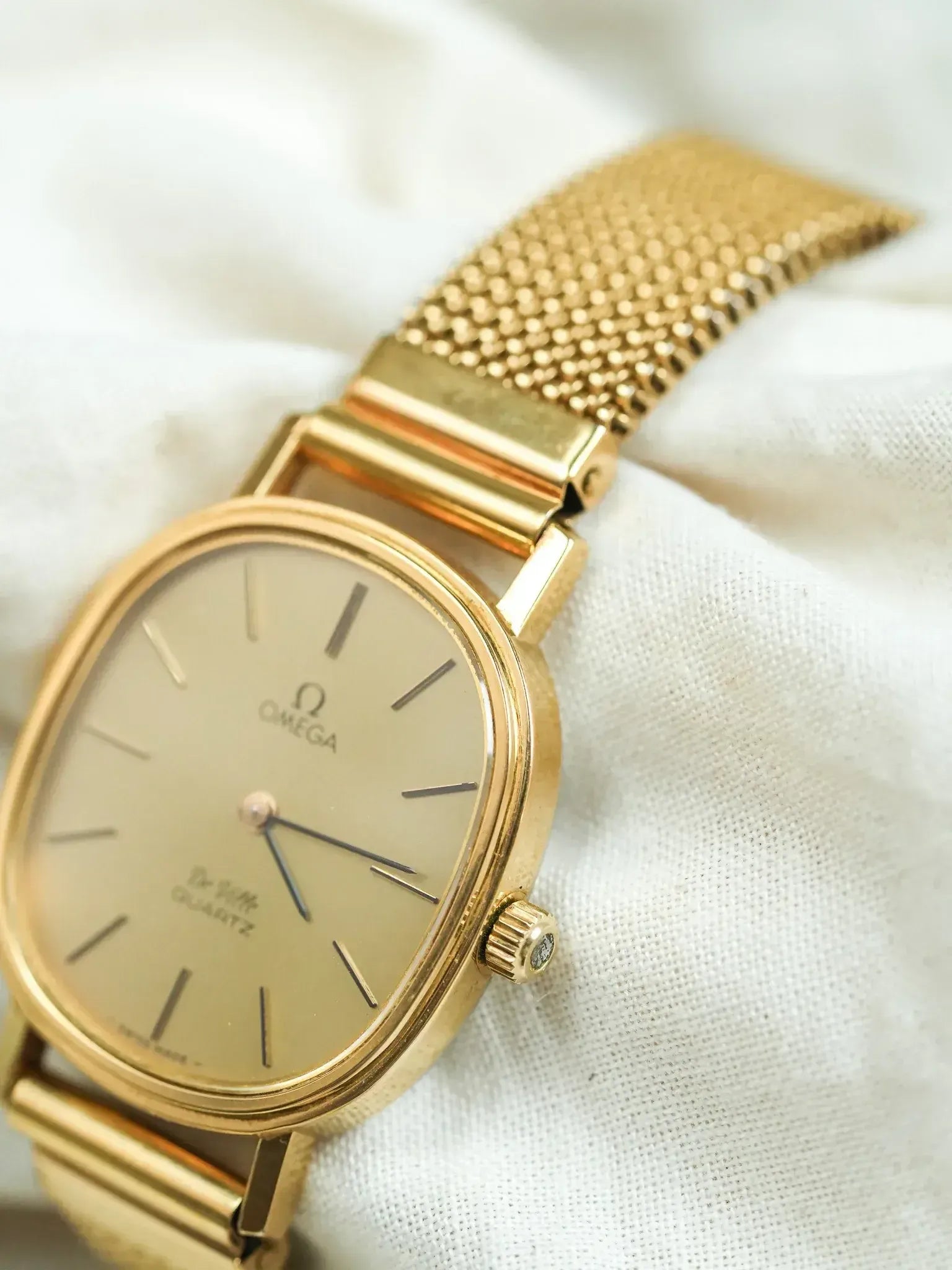 Omega - De Ville 191.0046 Tonneau plaqué or bracelet maille - 1978 - Atelier Victor