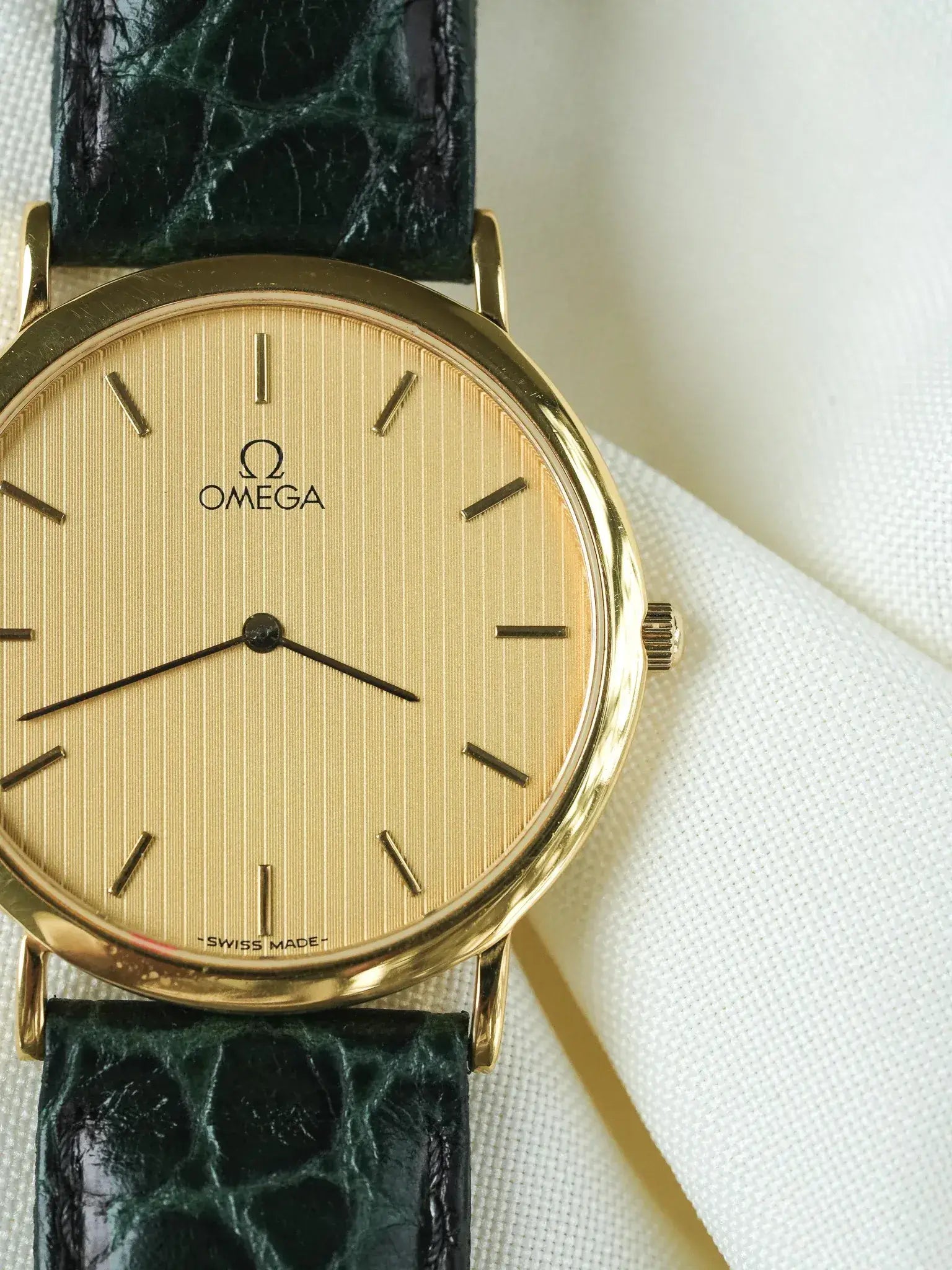 Omega - De Ville zusätzliche Platte Vergoldet mit Tapisserie-Zifferblatt - 1980s