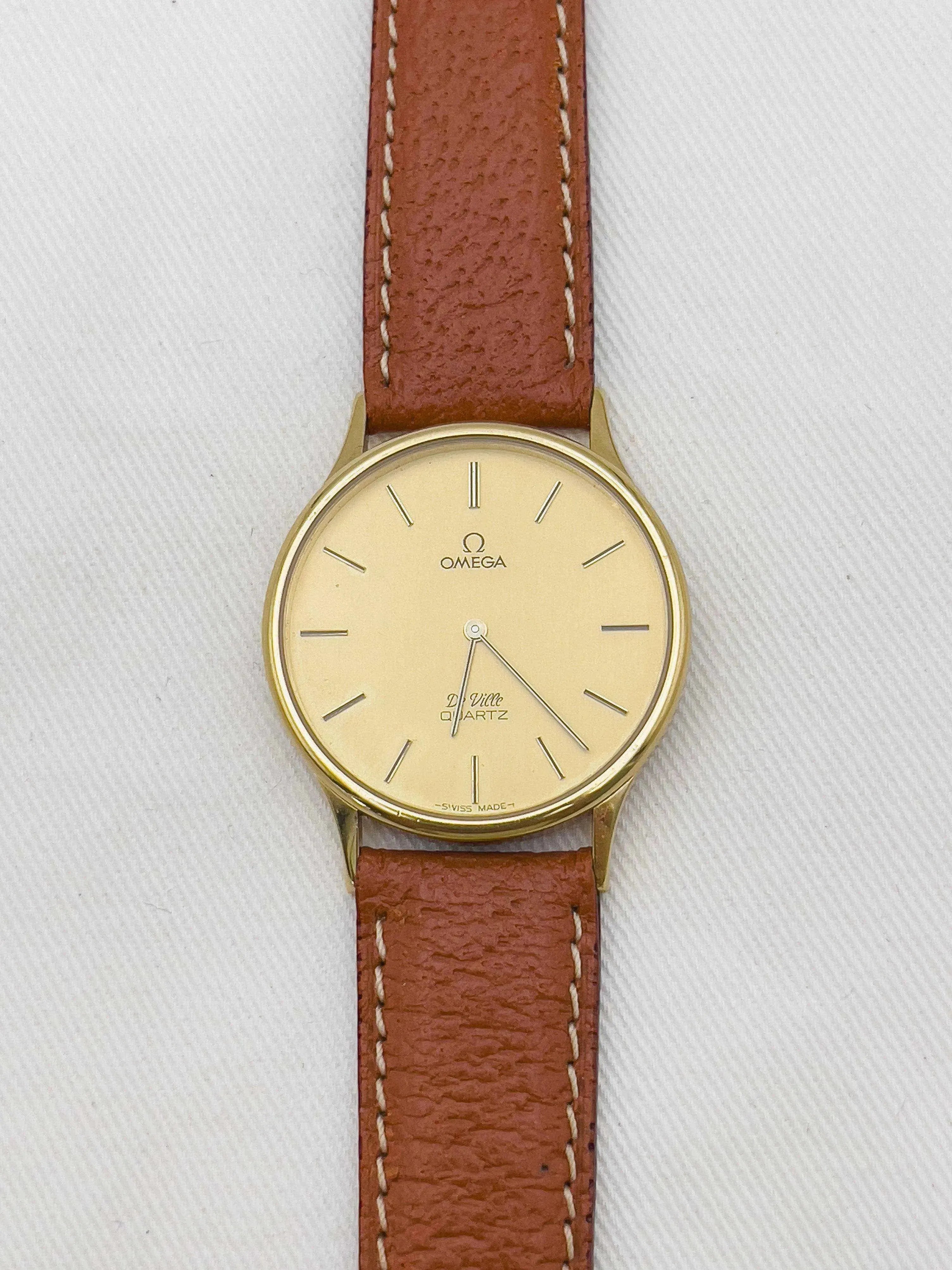 Omega - De Ville Gold Circle Poussoir Marron - 1980 - Atelier Victor Paris - Vintage Watch Shop Dubai