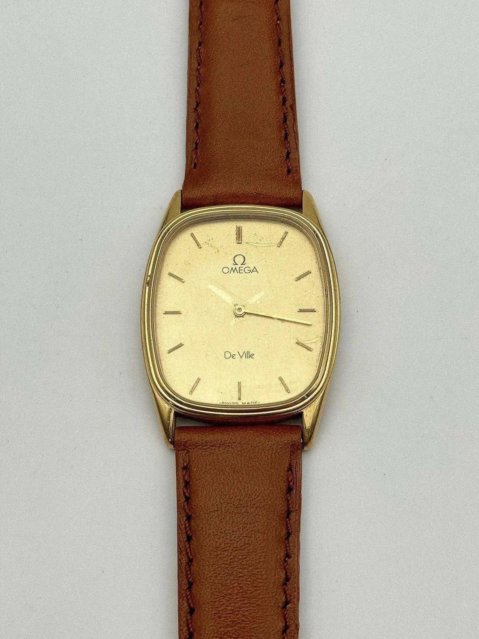 Omega - De Ville Gold Tonneau Bracelet Marron - 1979 - Atelier Victor - Vintage Shop