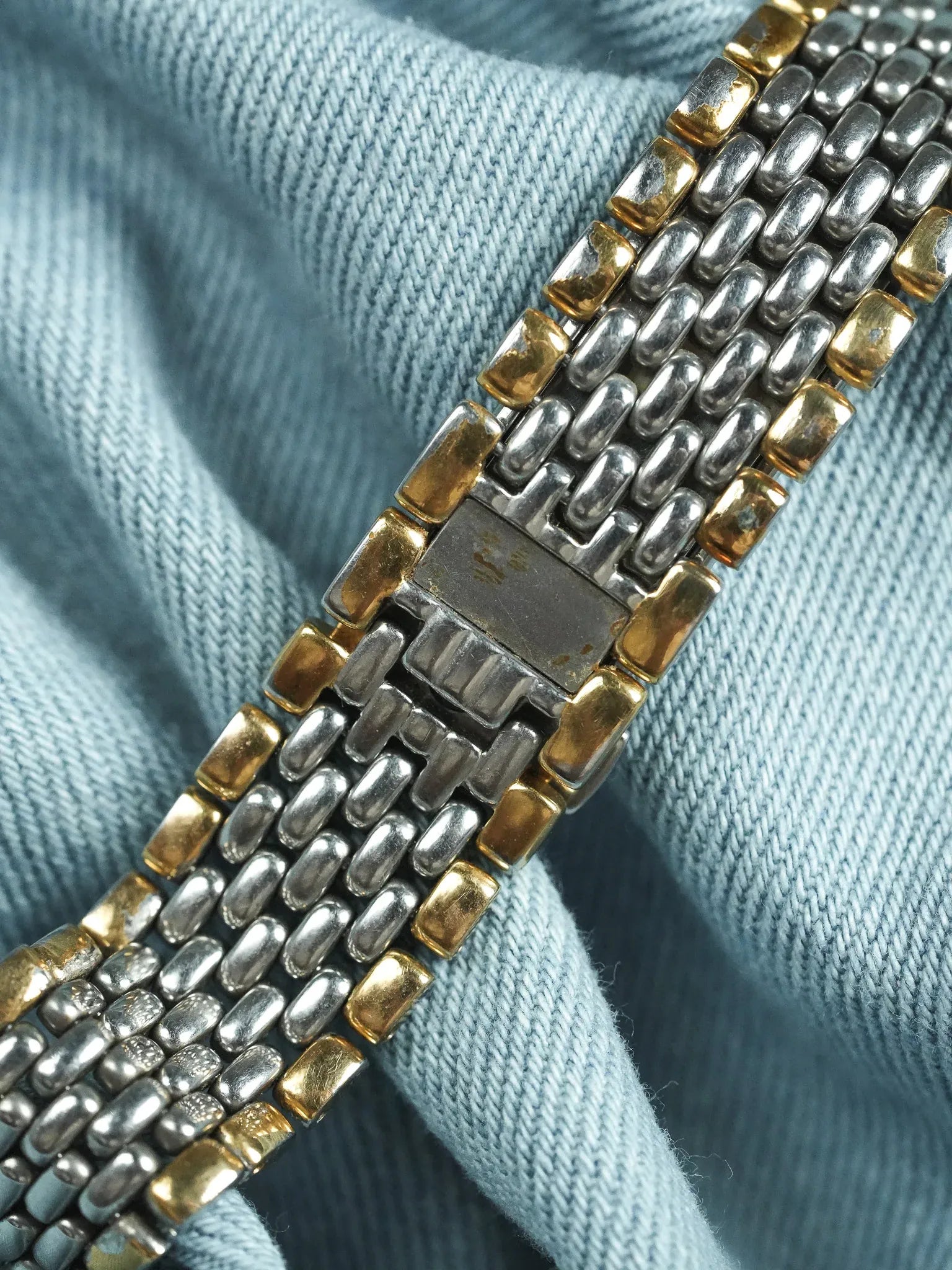 Omega - De Ville Ronde Maille Acier Or EXTRA PLATE - 1986 - Atelier Victor