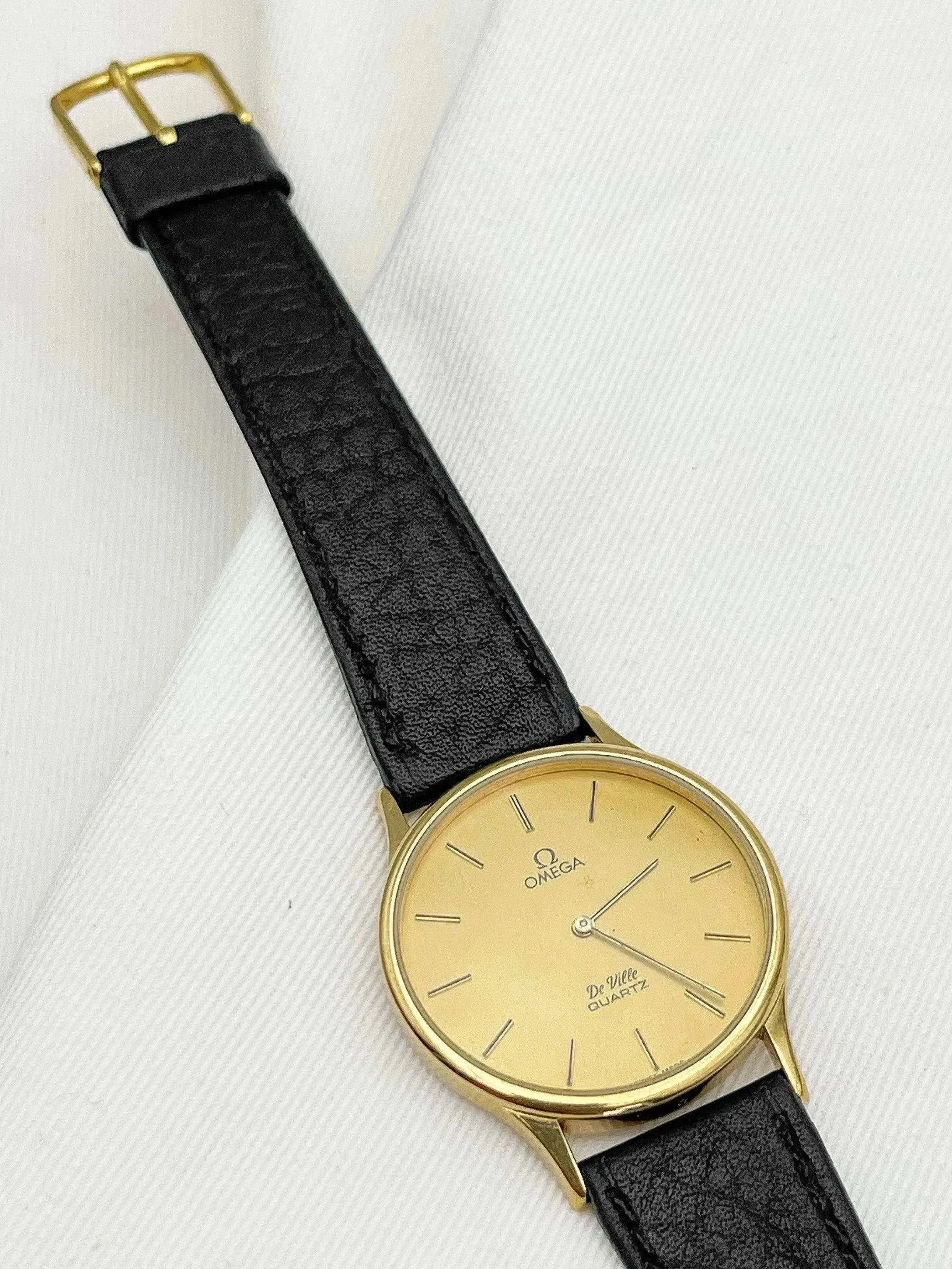 Omega - De Ville Ronde Plaqué or Poussoir - 1980 - Atelier Victor - Vintage Shop