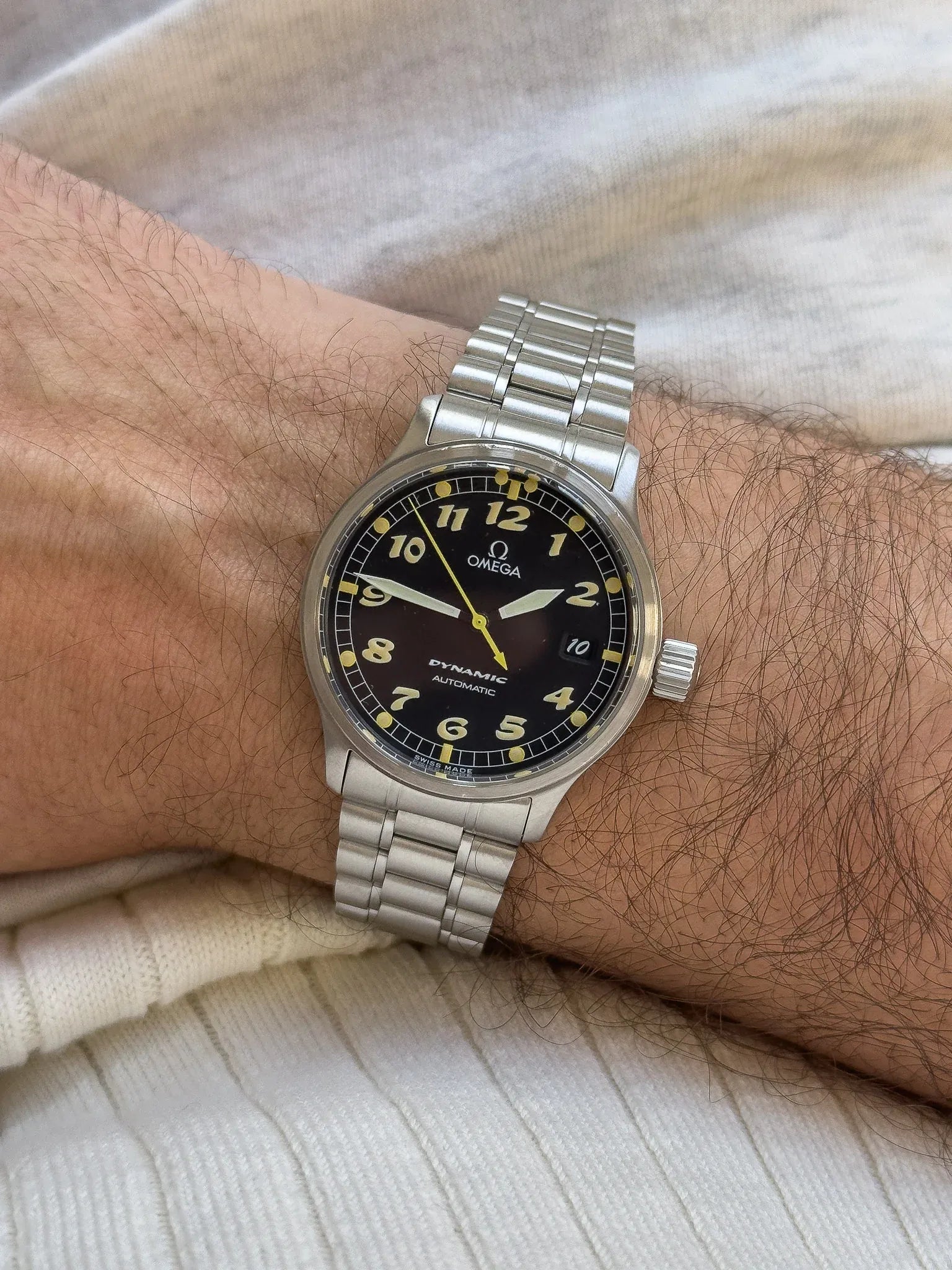 Omega - Dynamic III 166.0310 Fond Noir Index Patinés - 1990s - Atelier Victor - Vintage Shop