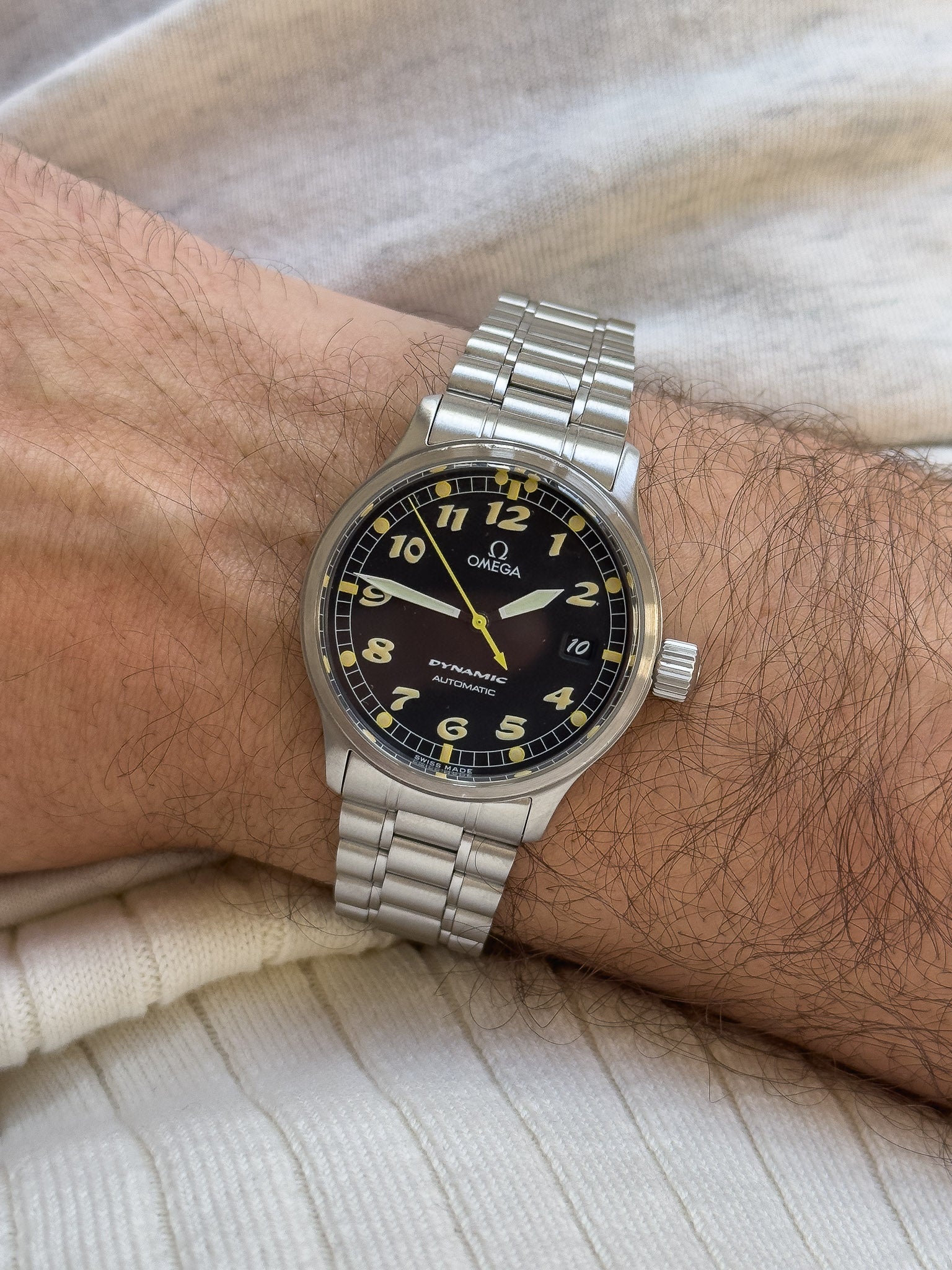 Omega - Dynamic III 166.0310 Fond Noir Index Patinés - 1990s - Atelier Victor - Vintage Shop