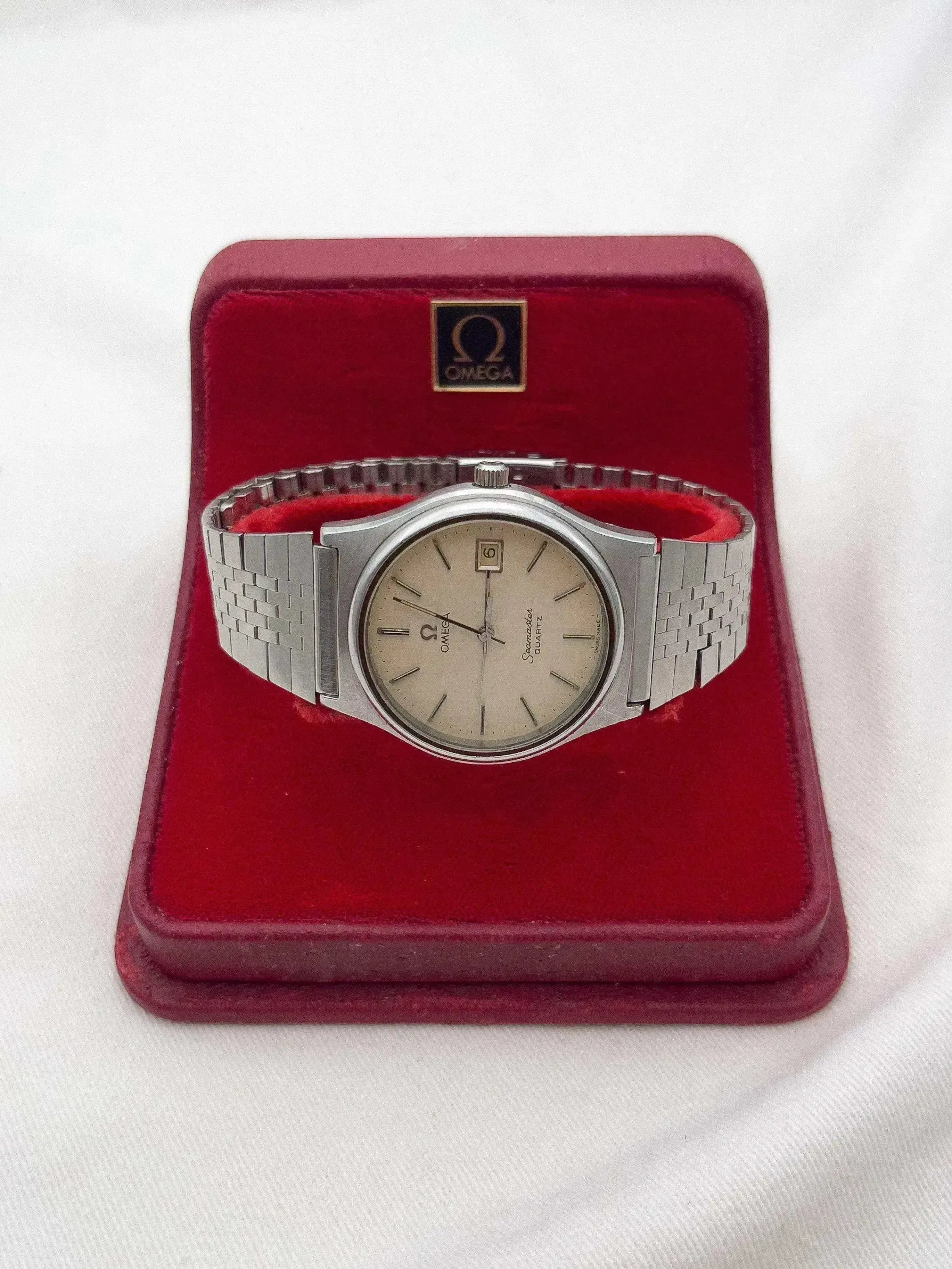 Omega - Seamaster Champagne Patine Acier - boîte - 1976 - Atelier Victor