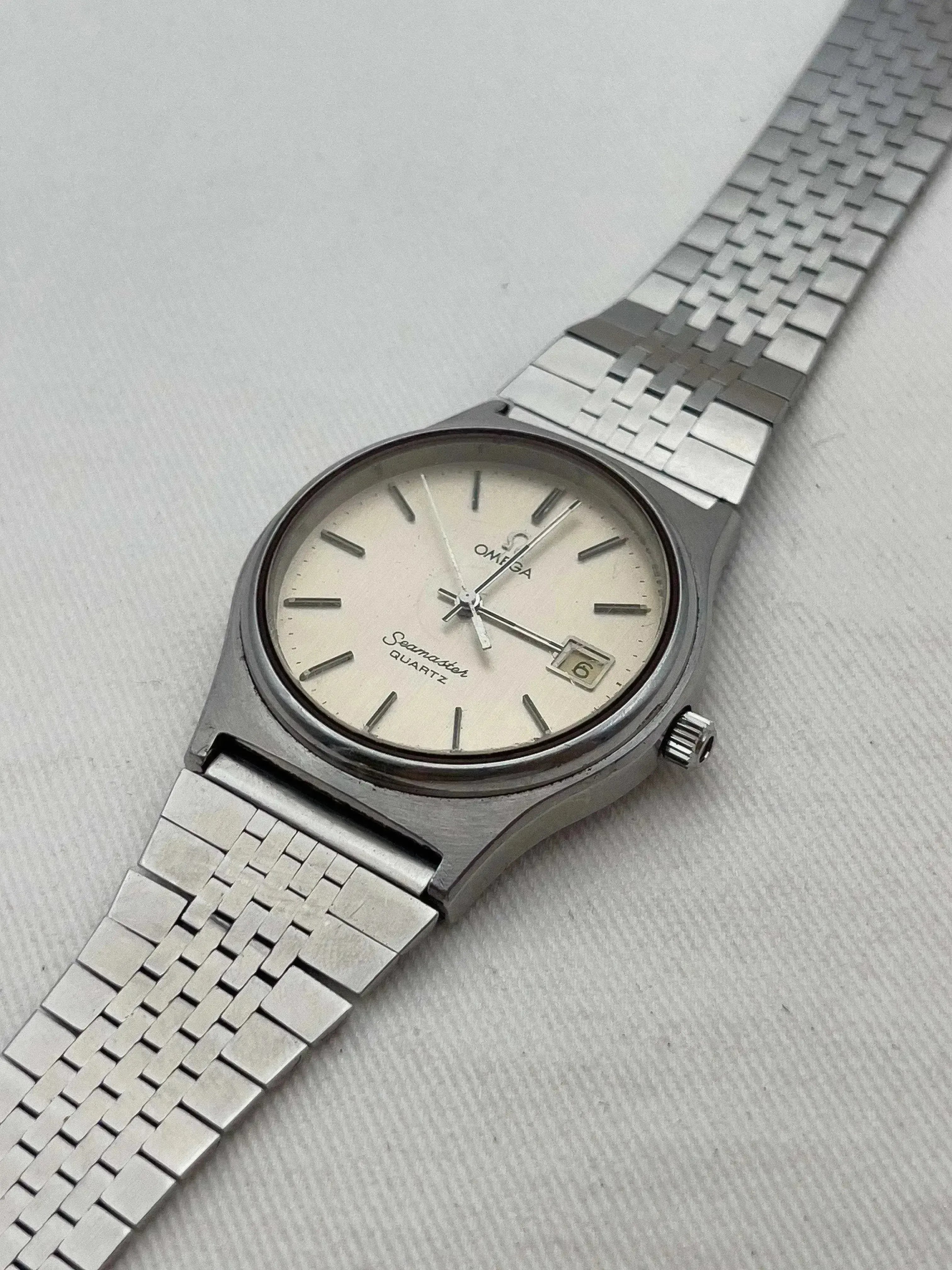 Omega - Seamaster Champagne Patine Acier - boîte - 1976 - Atelier Victor