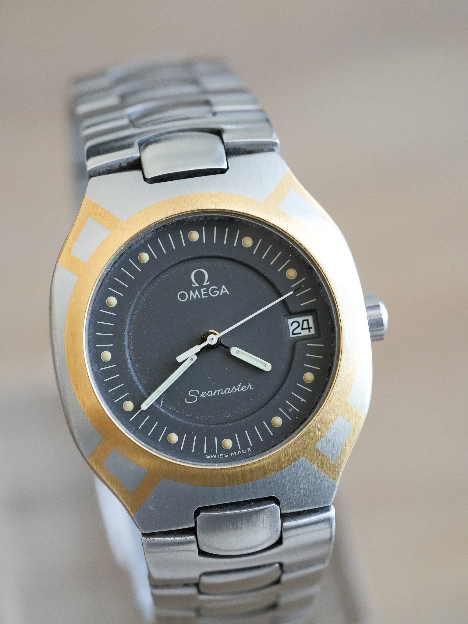 Omega - Seamaster Polaris Acier Or 18K Cadran Anthracite - 1991 - Atelier Victor - Vintage Shop