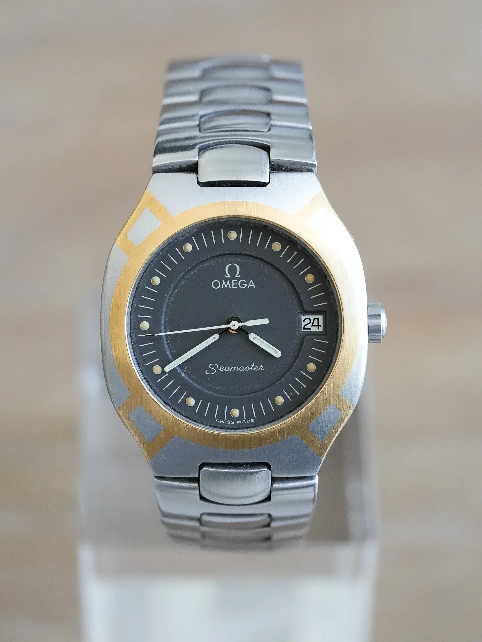 Omega - Seamaster Polaris Acier Or 18K Cadran Anthracite - 1991 - Atelier Victor - Vintage Shop