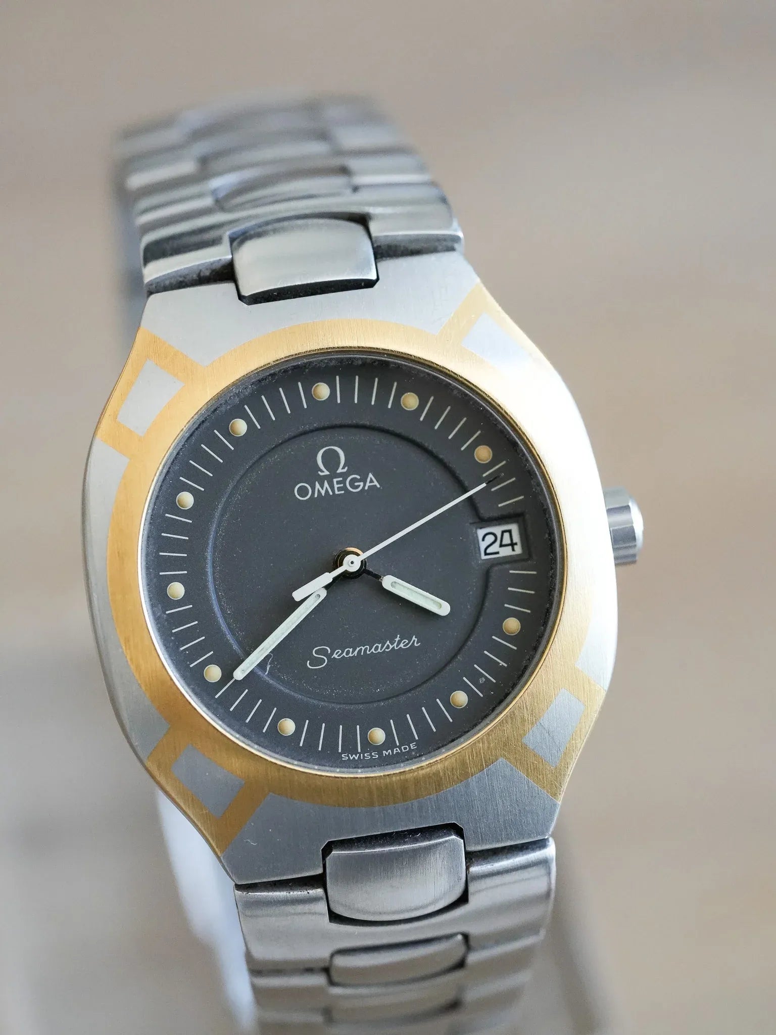 Omega - Seamaster Polaris Acier Or 18K Cadran Anthracite - 1991 - Atelier Victor - Vintage Shop