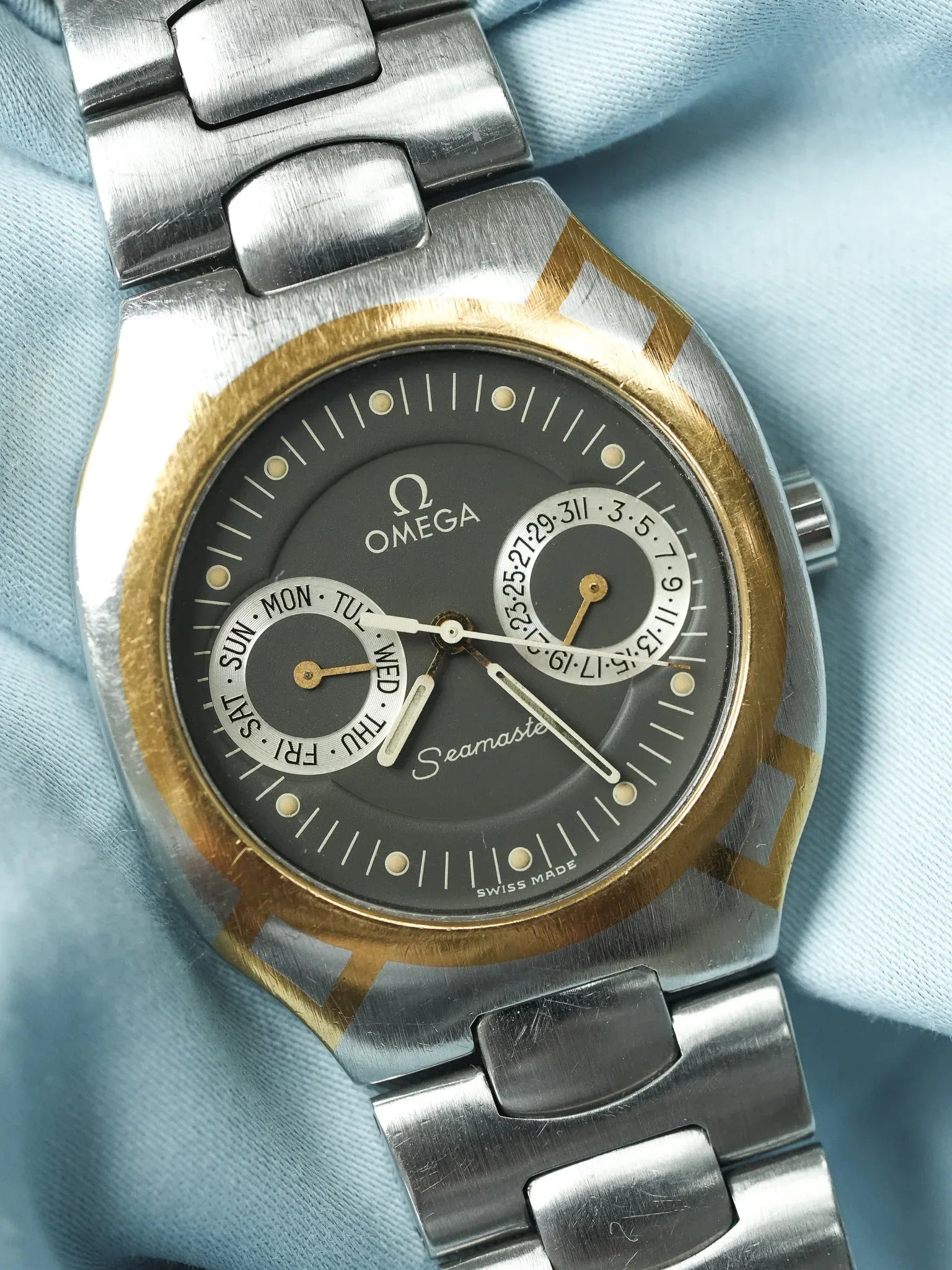 Omega - Seamaster Polaris Daydate Anthracite Or 18k - 1980s - Atelier Victor