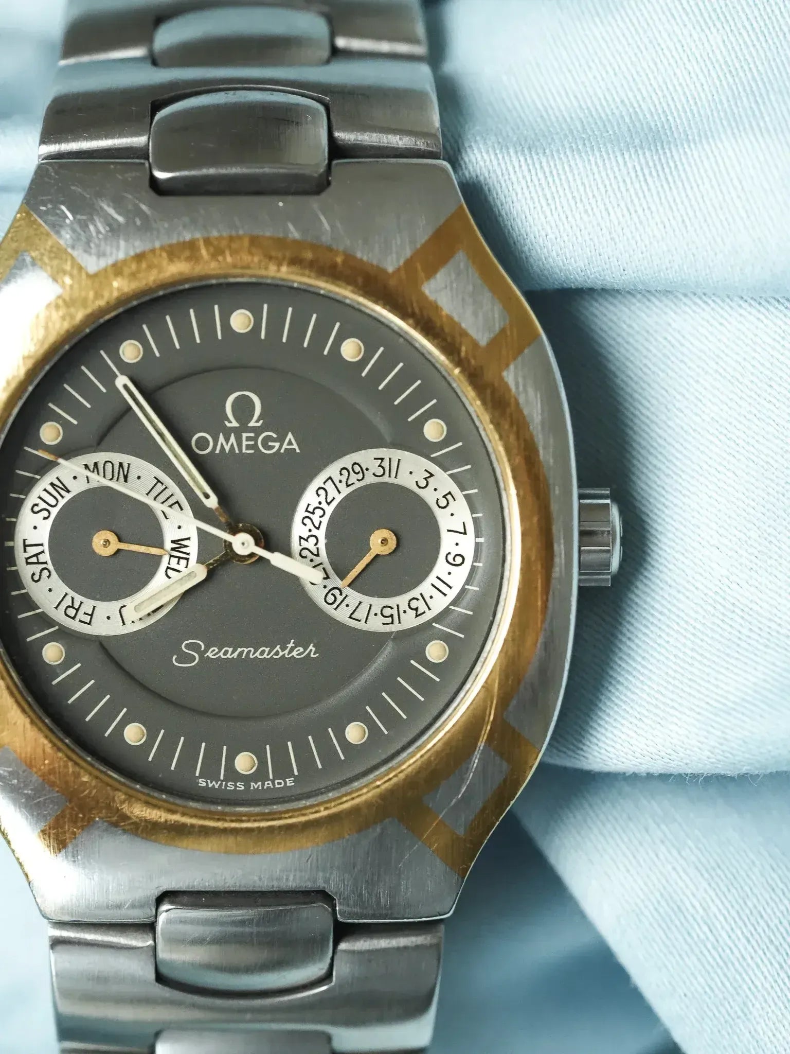 Omega - Seamaster Polaris Daydate Anthracite Or 18k - 1980s - Atelier Victor