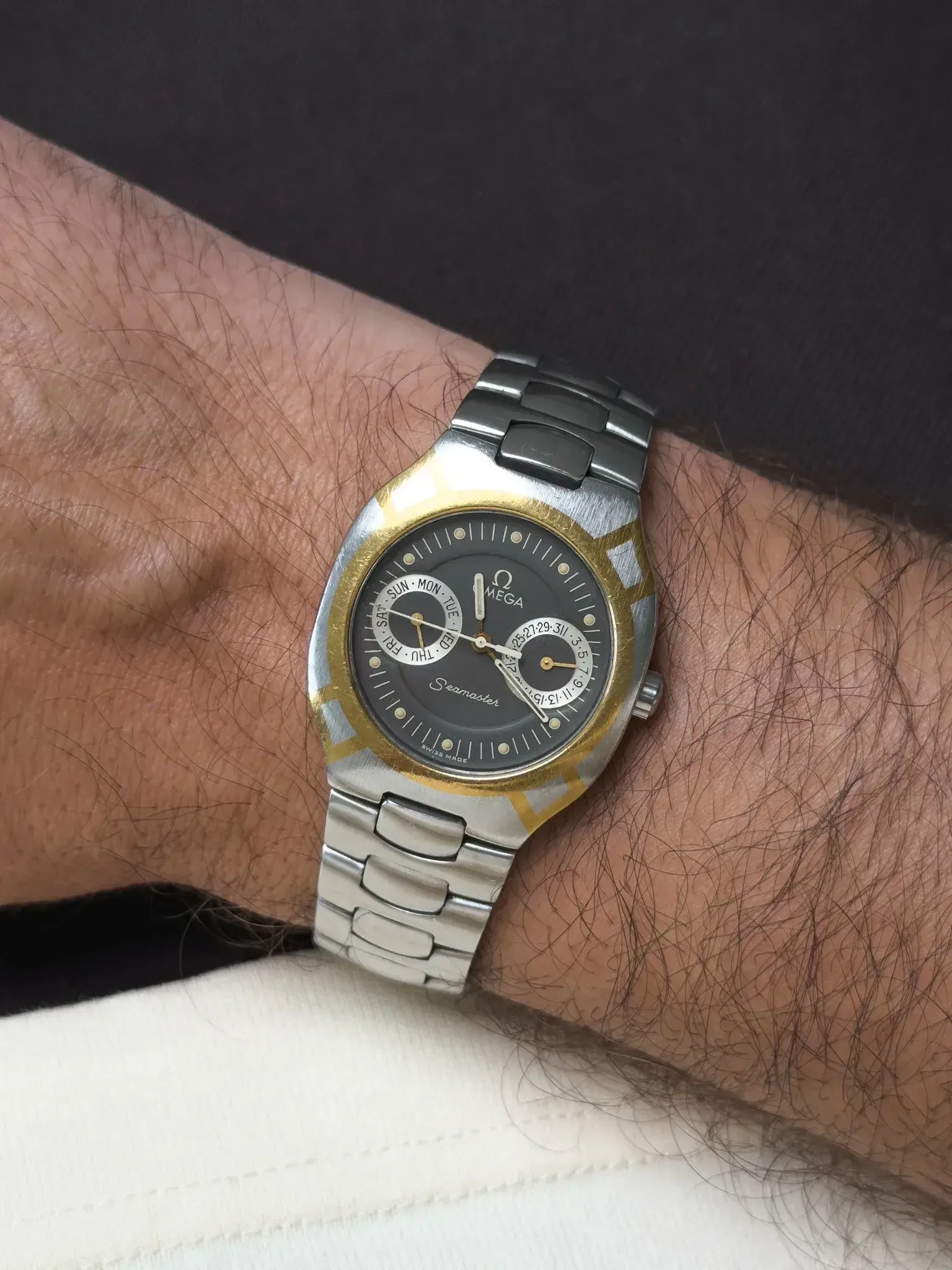 Omega - Seamaster Polaris Daydate Anthracite Or 18k - 1980s - Atelier Victor