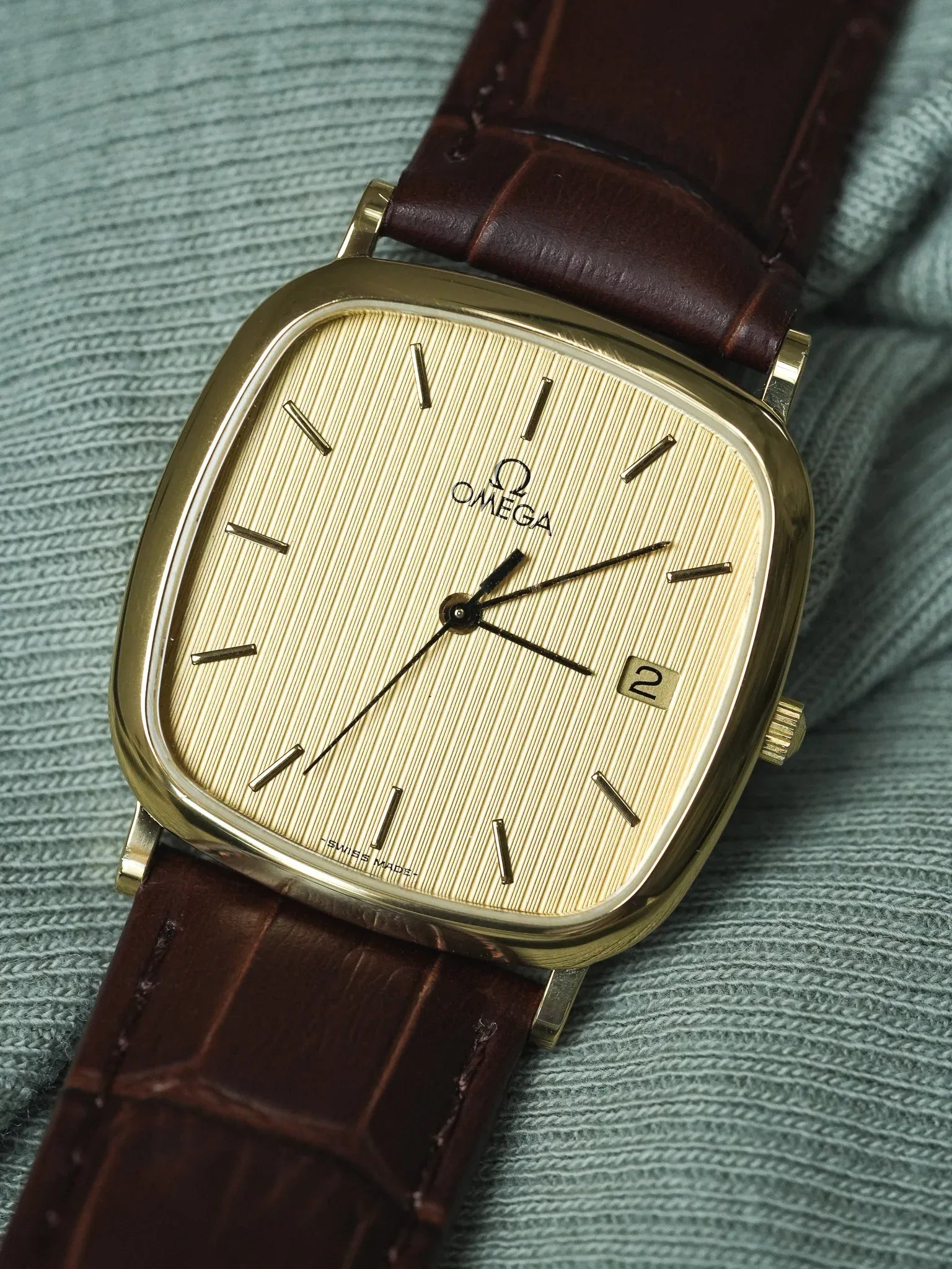 Omega - Gold Plated TV Tapestry Dial Date - 1990s