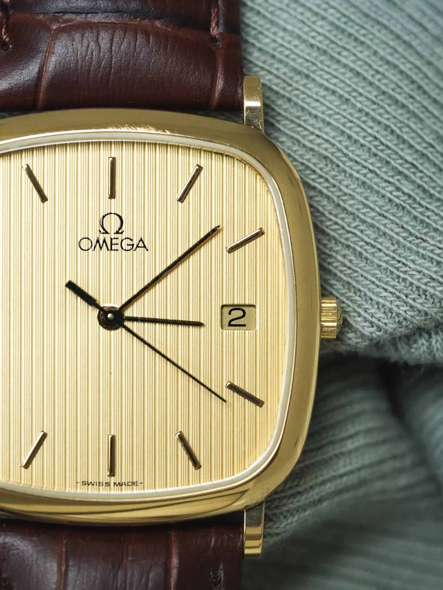 Omega - Gold Plated TV Tapestry Dial Date - 1990s