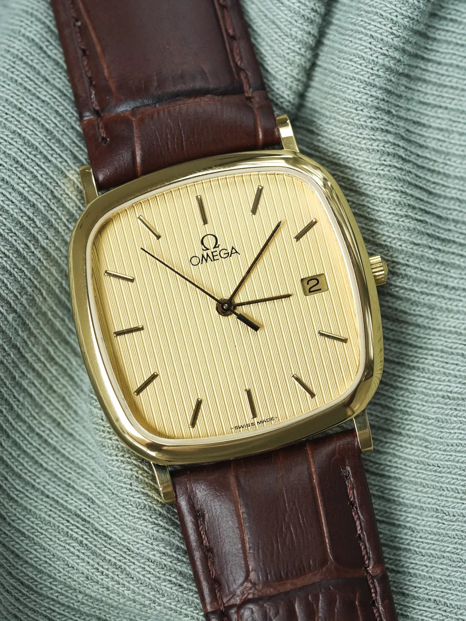 Omega - Gold Plated TV Tapestry Dial Date - 1990s