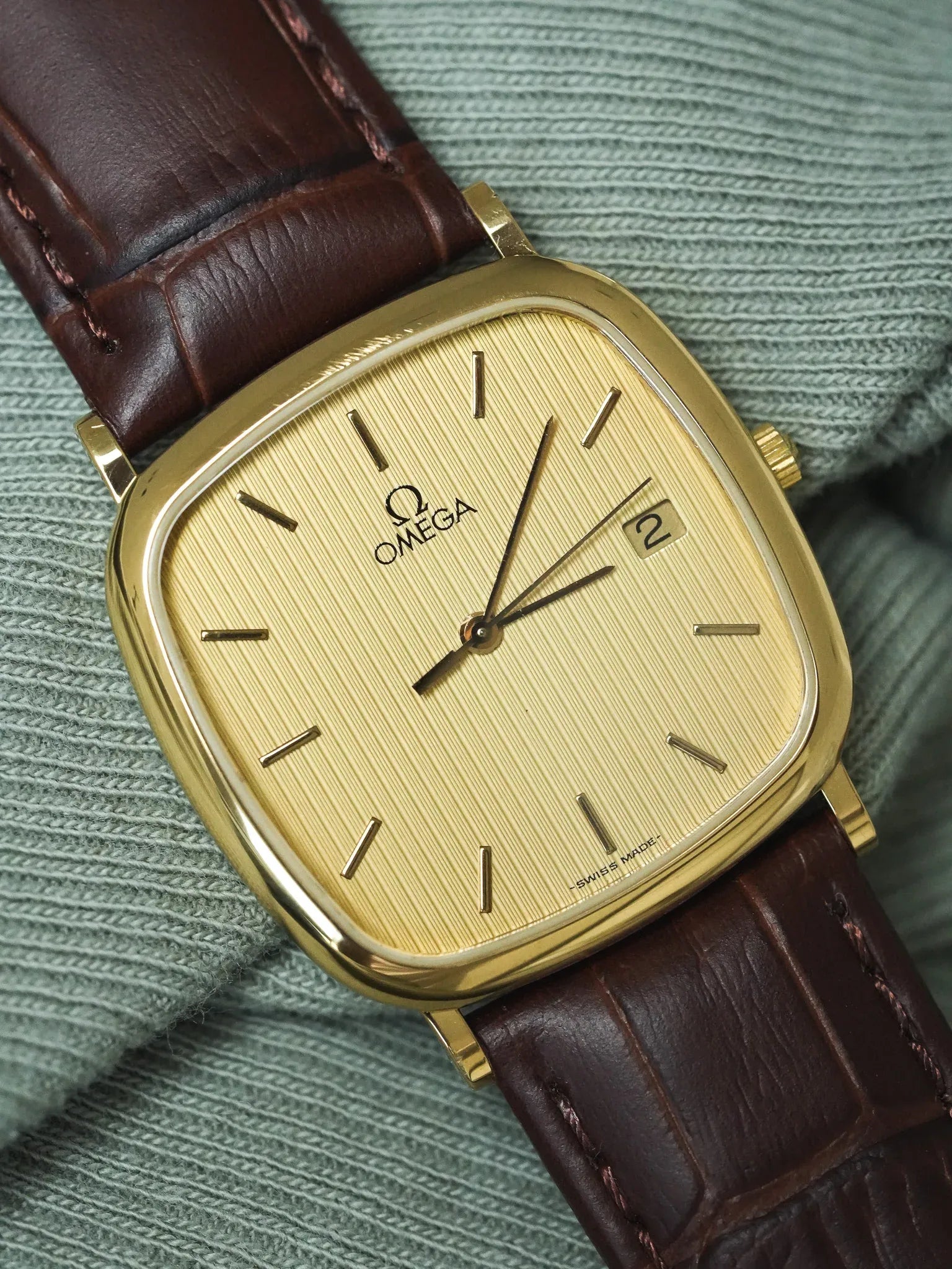 Omega - Gold Plated TV Tapestry Dial Date - 1990s