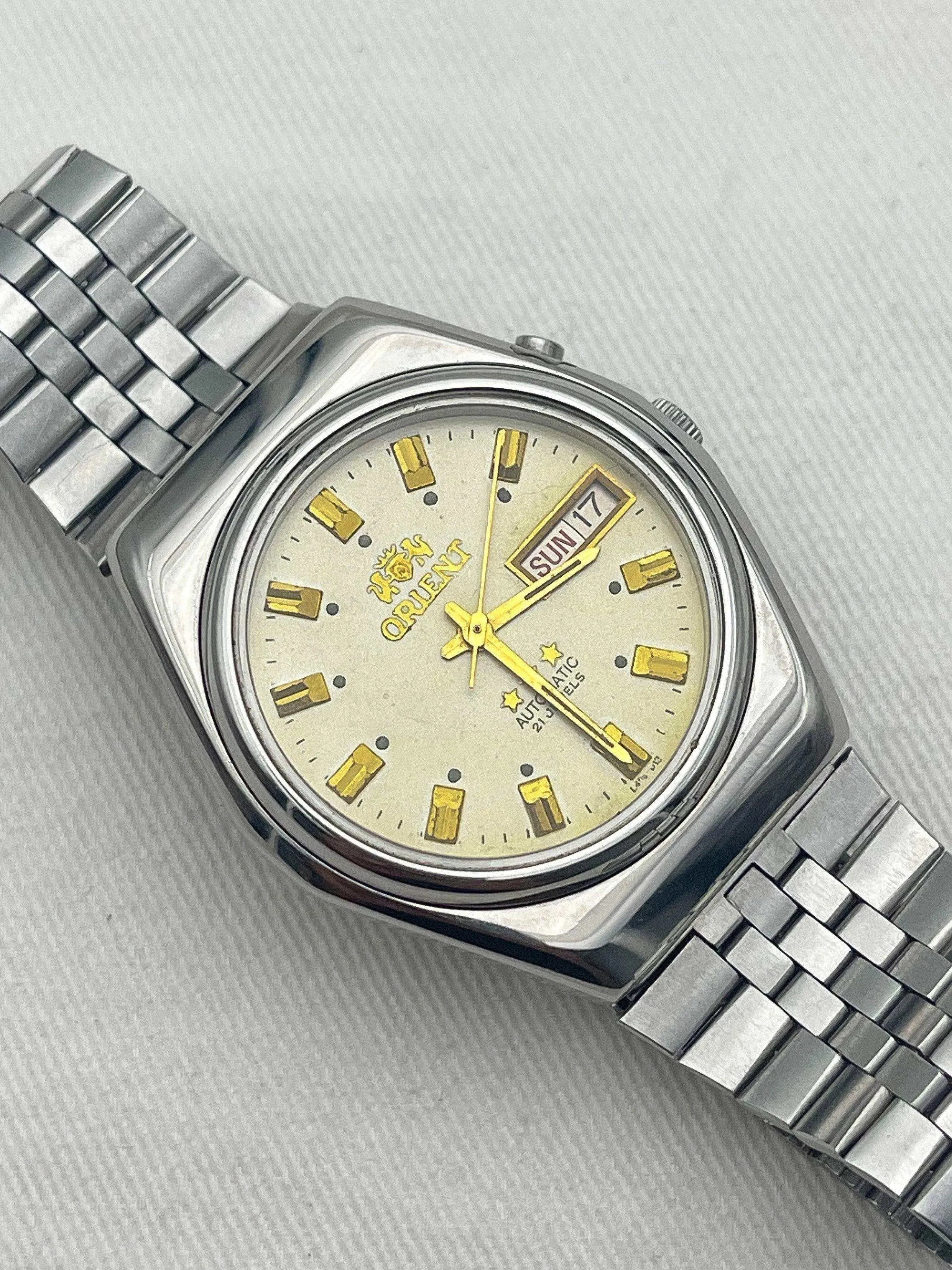 Orient - Daydate cadran beige indewx or - 1980s - Atelier Victor - Vintage Shop