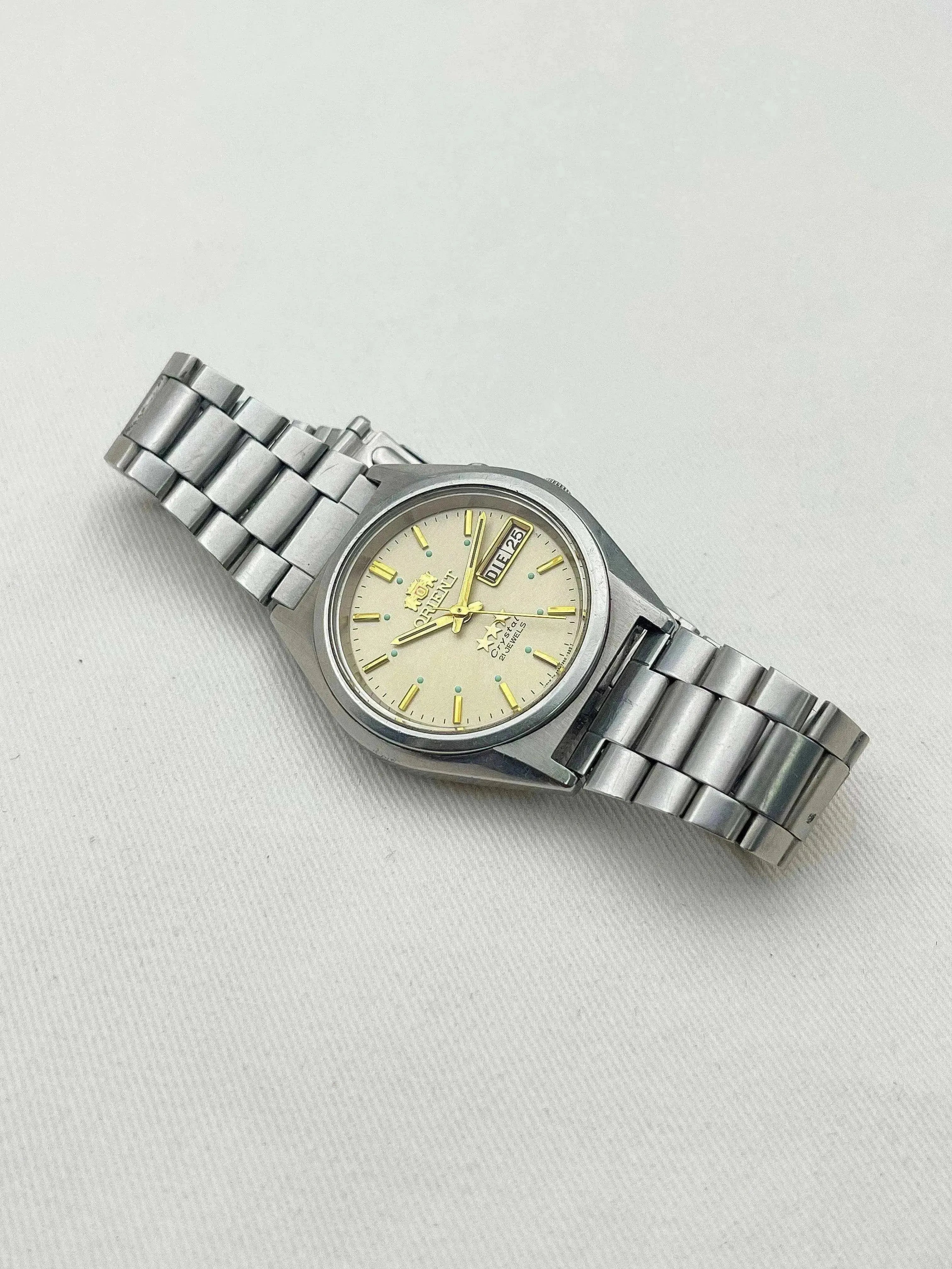 Orient - White Stars Dial Daydate Turquoise Dots - 1980s - Atelier Victor Paris - Vintage Watch Shop Dubai