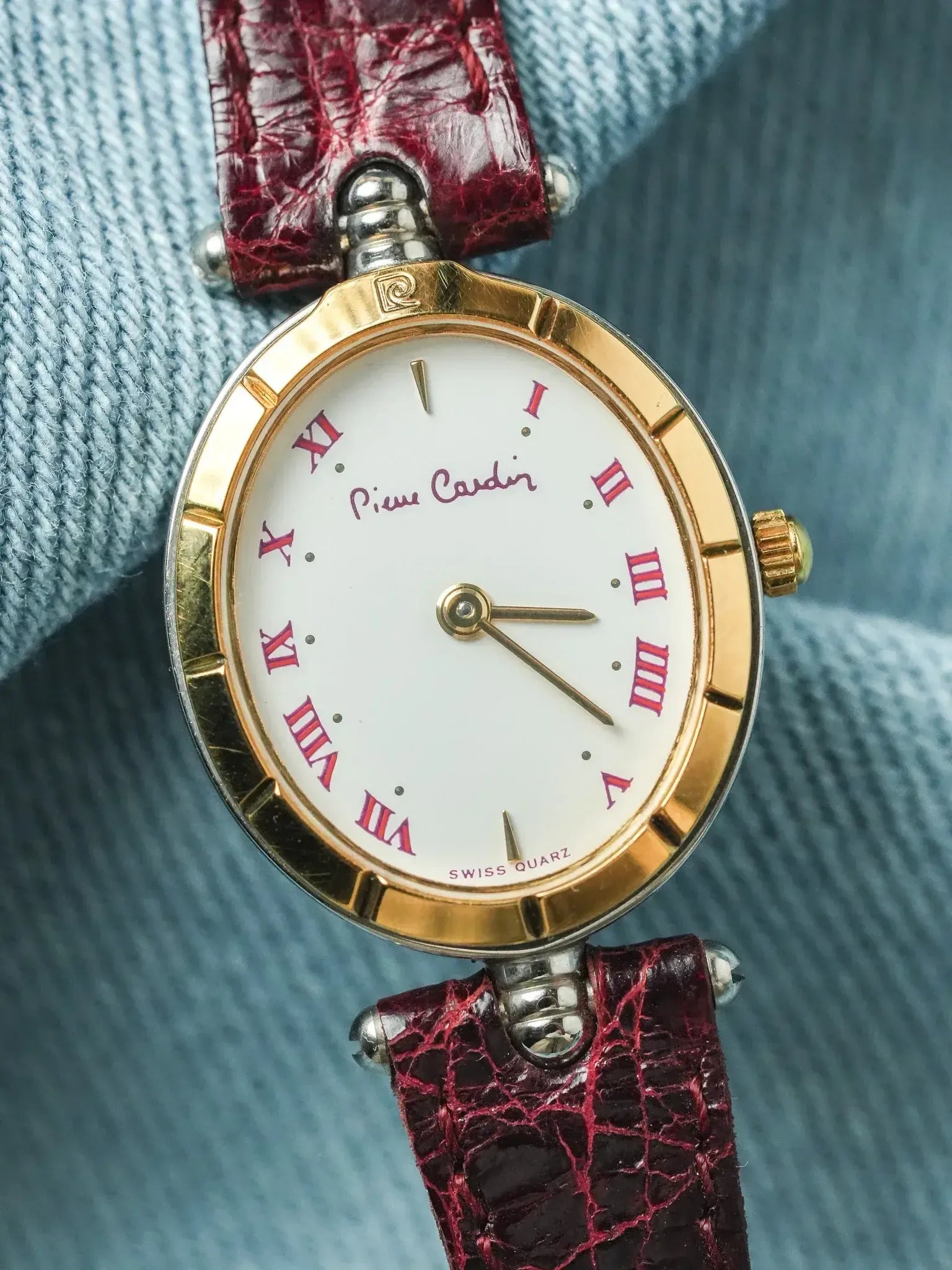 PIerre Cardin - Ellipse Plaqué or Cadran blanc index or - NOS - 1980s - Atelier Victor