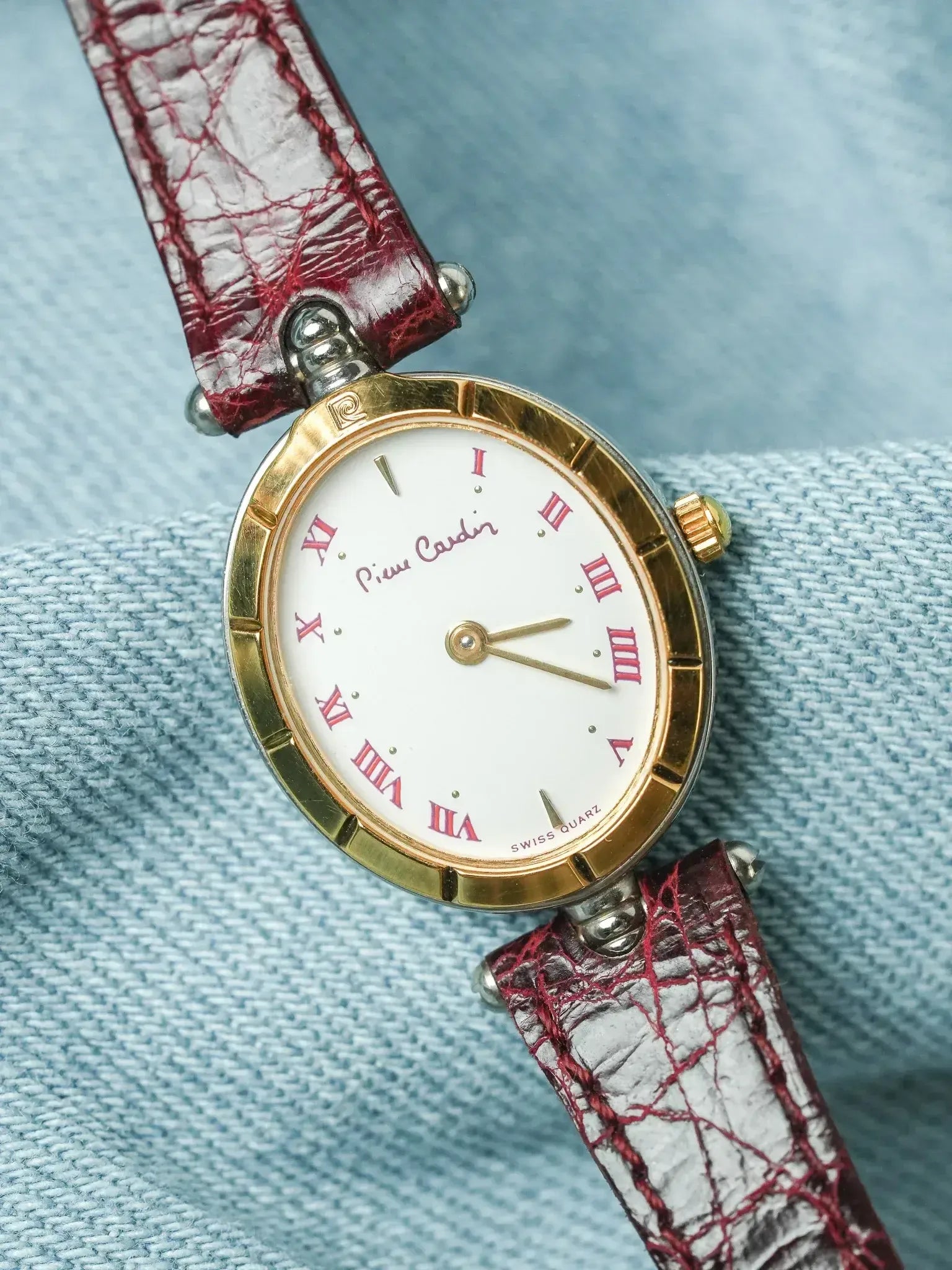 PIerre Cardin - Ellipse Plaqué or Cadran blanc index or - NOS - 1980s - Atelier Victor