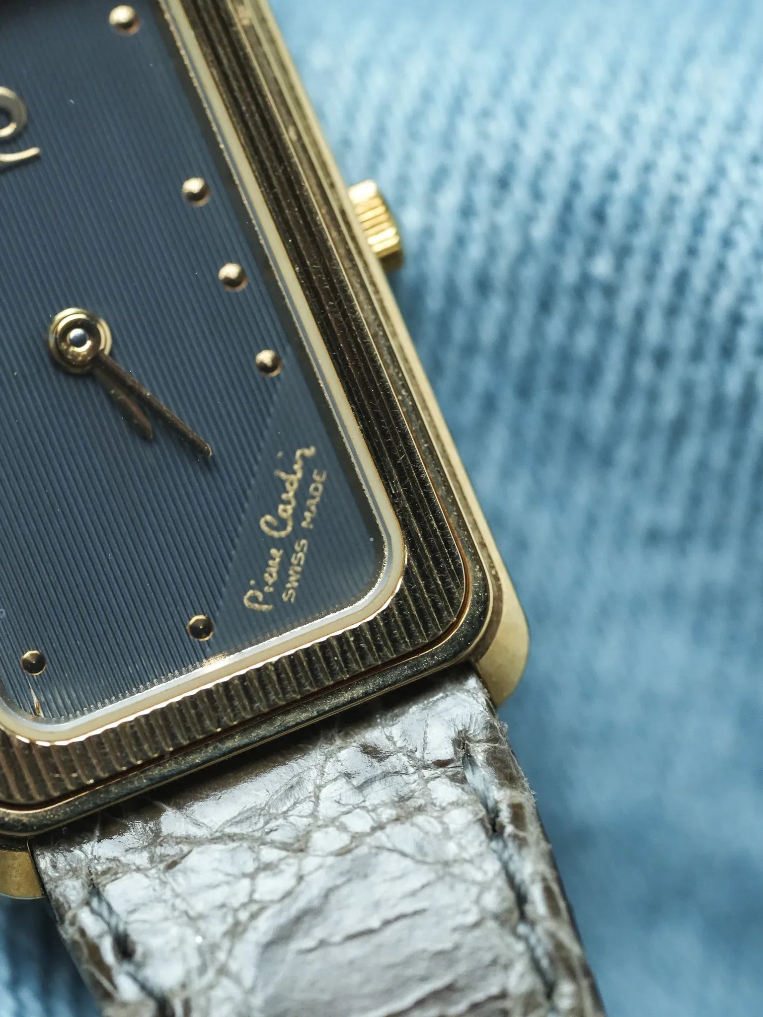 PIerre Cardin - Tank Allongée Or Cadran gris - NOS - 1980s - Atelier Victor