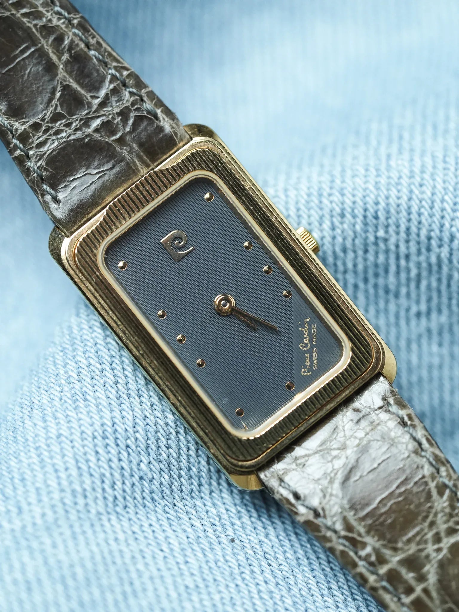 PIerre Cardin - Tank Allongée Or Cadran gris - NOS - 1980s - Atelier Victor