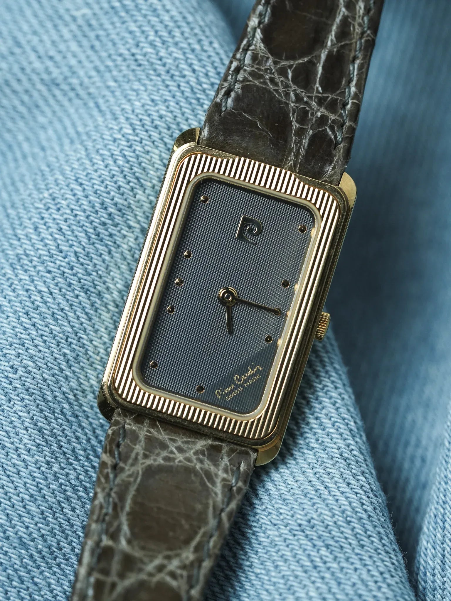 PIerre Cardin - Tank Allongée Or Cadran gris - NOS - 1980s - Atelier Victor