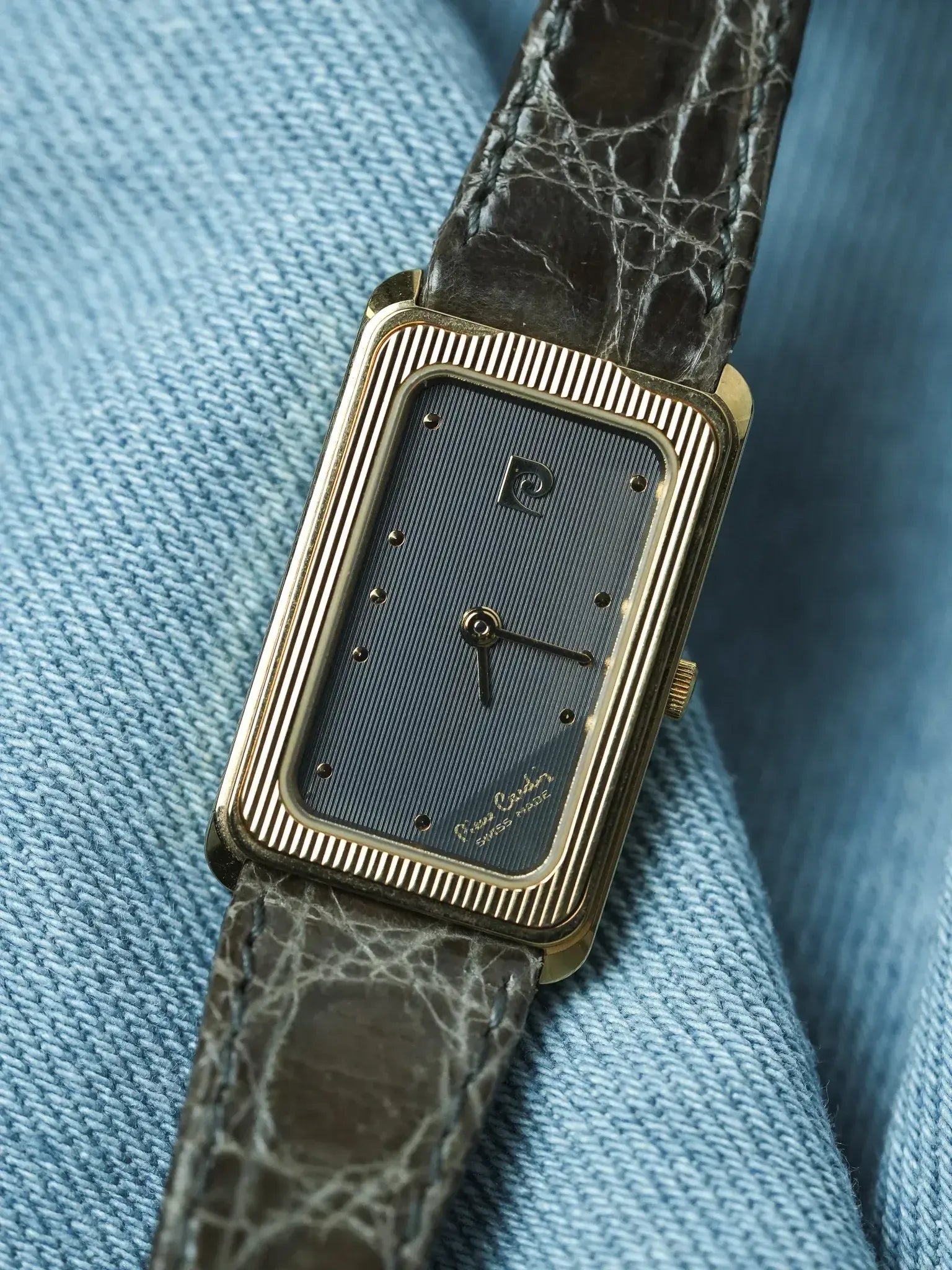 PIerre Cardin - Tank Allongée Or Cadran gris - NOS - 1980s - Atelier Victor