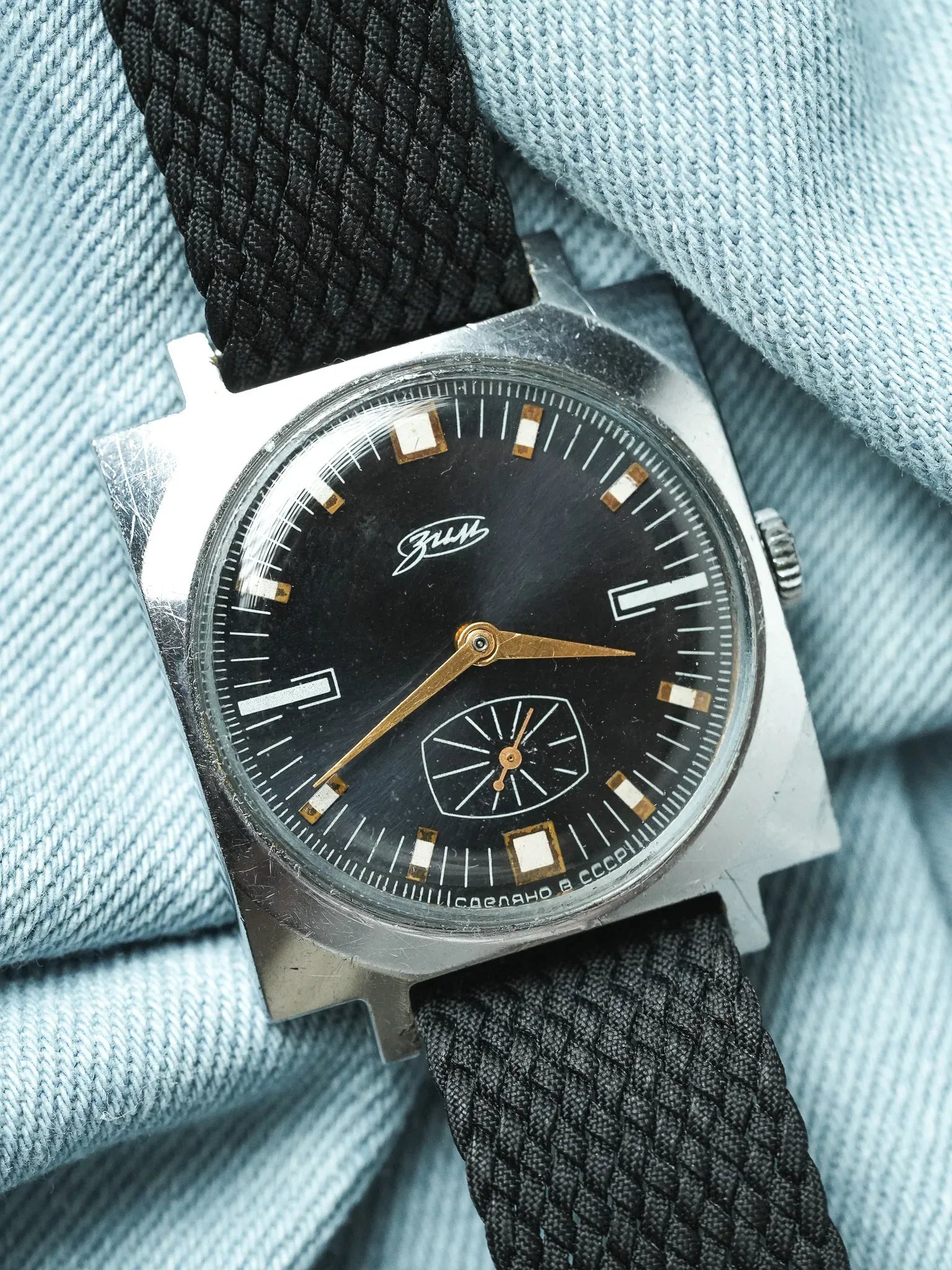 Pobeda Zim - Carré Acier Noir Petite-seconde - 1960s - Atelier Victor