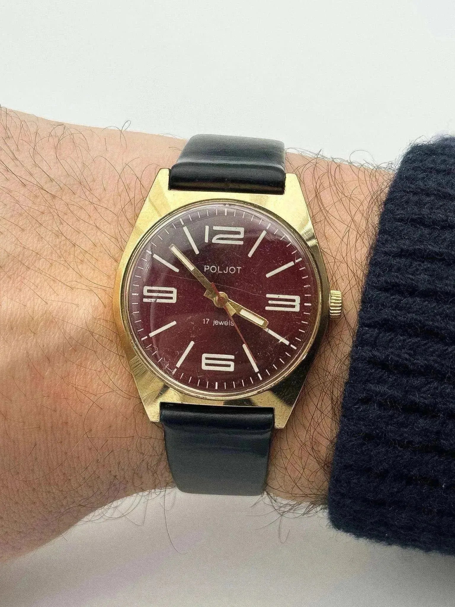 Poljot - Plaque or cadran bordeaux - 1970s - Atelier Victor