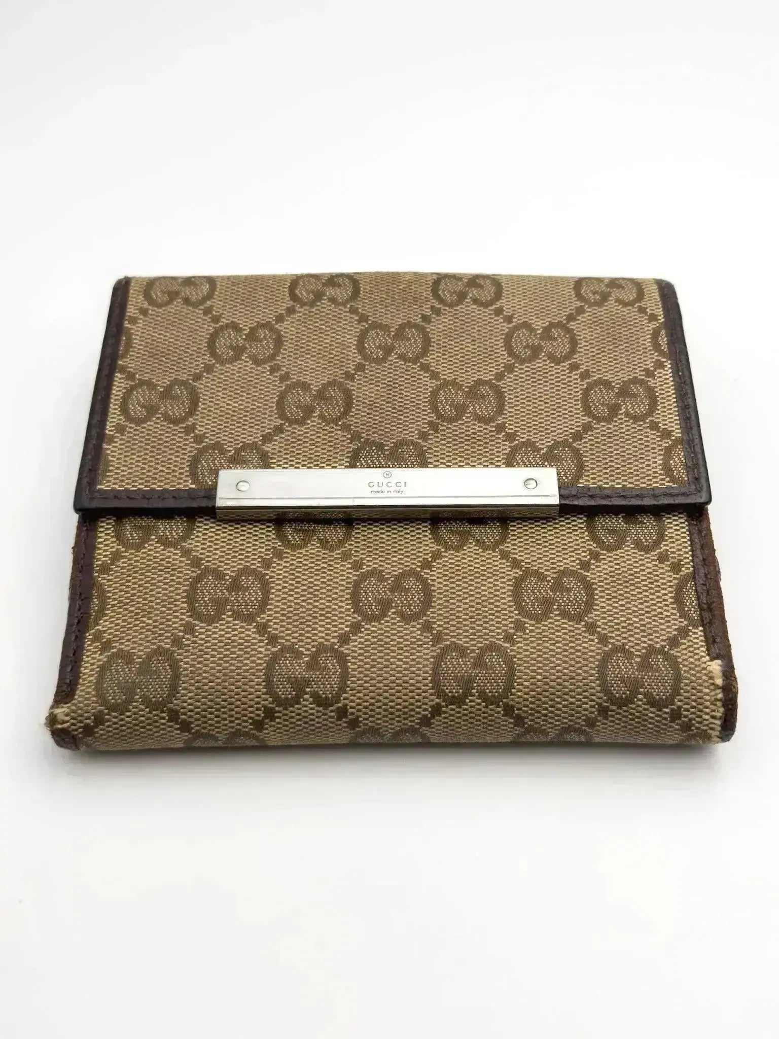 Portefeuille Gucci Vintage Toile GG Marron Occasion - Atelier Victor