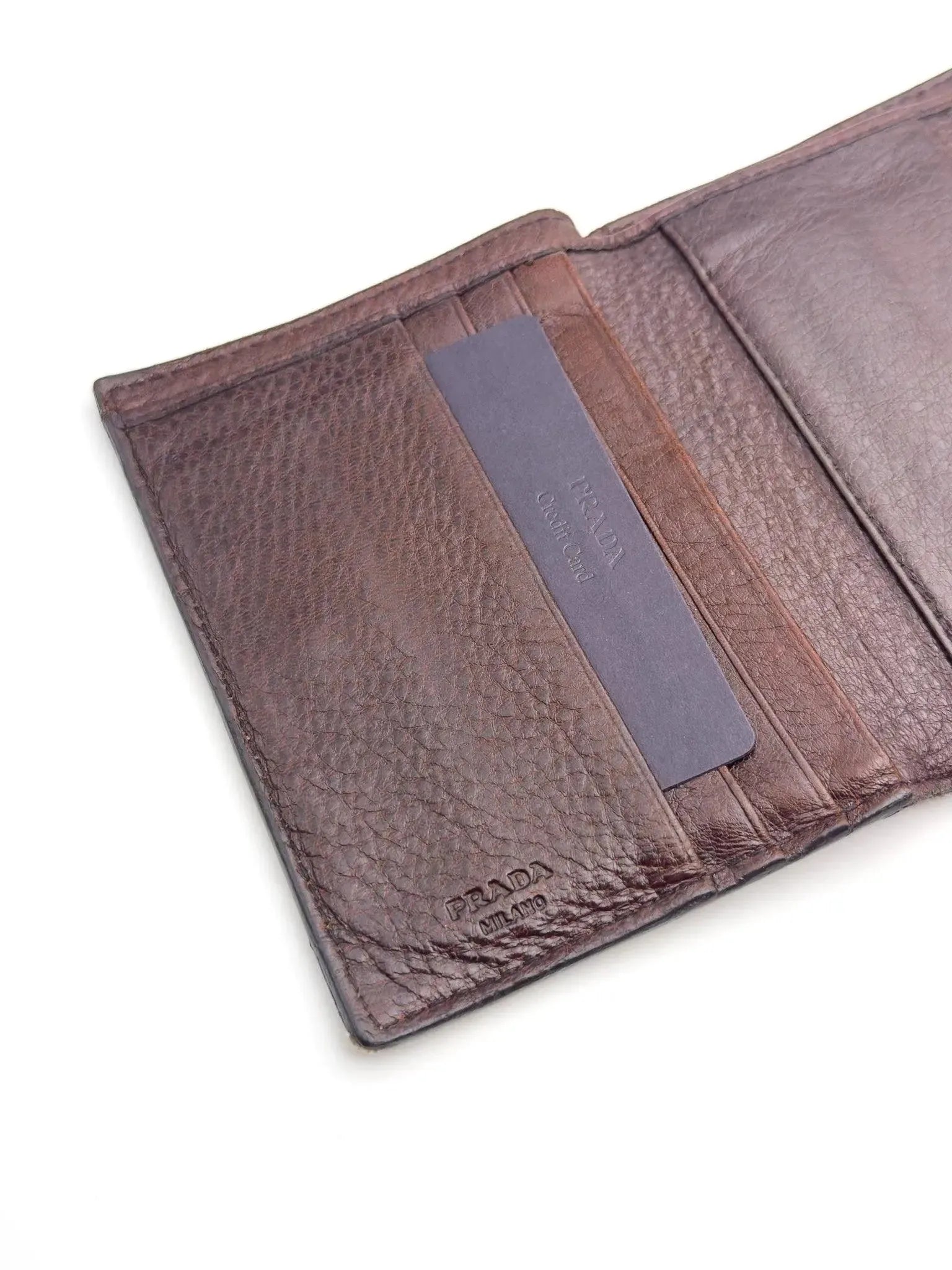 Prada - Portefeuille cuir marron - Atelier Victor - Vintage Shop