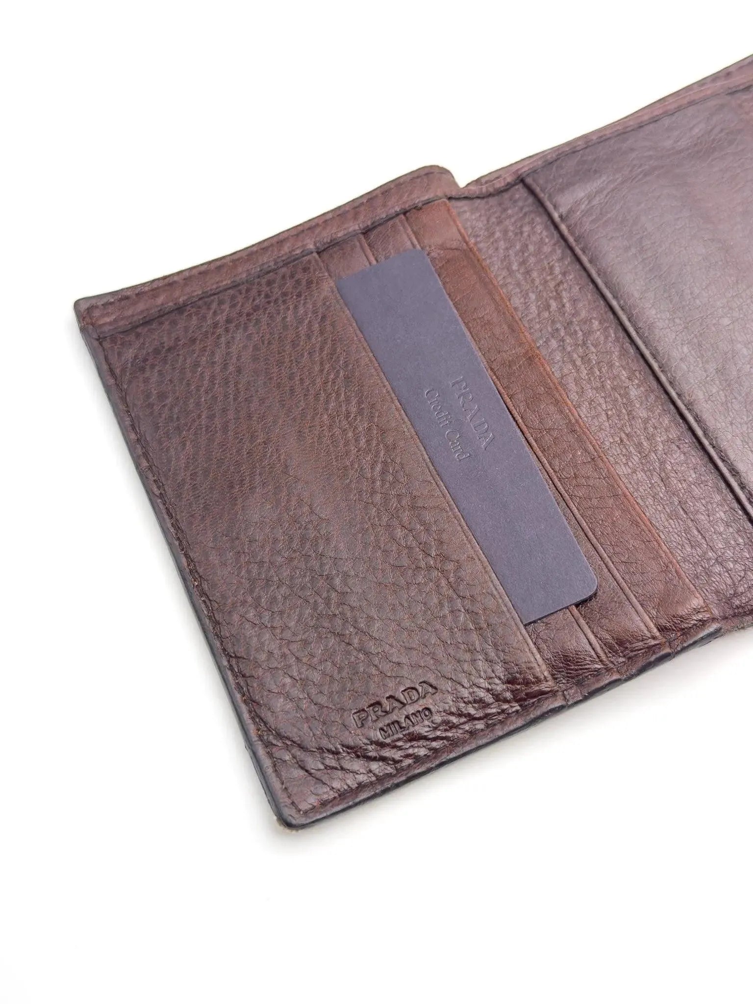 Prada - Portefeuille cuir marron - Atelier Victor - Vintage Shop