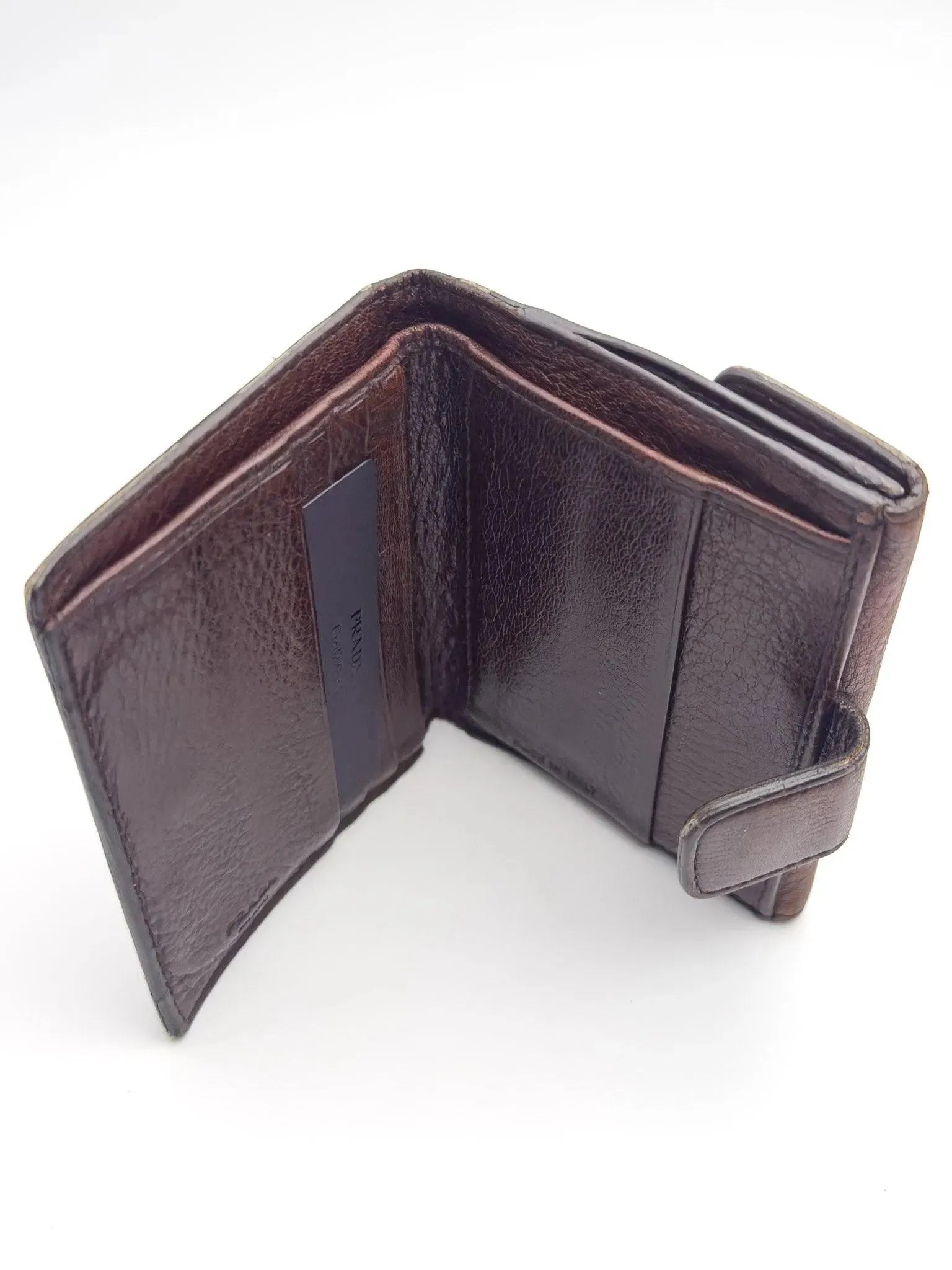 Prada - Portefeuille cuir marron - Atelier Victor - Vintage Shop