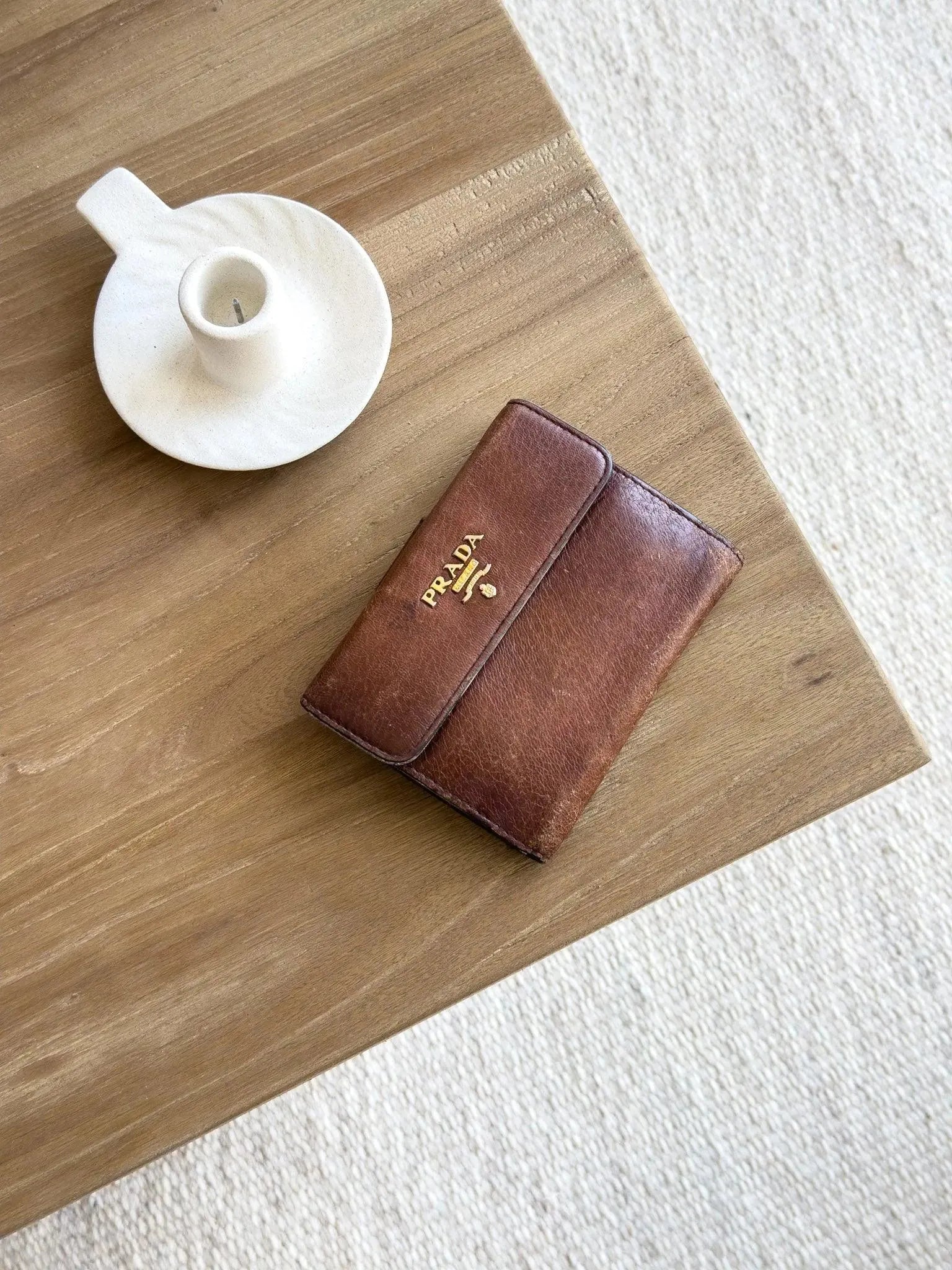 Prada - Portefeuille cuir marron - Atelier Victor - Vintage Shop