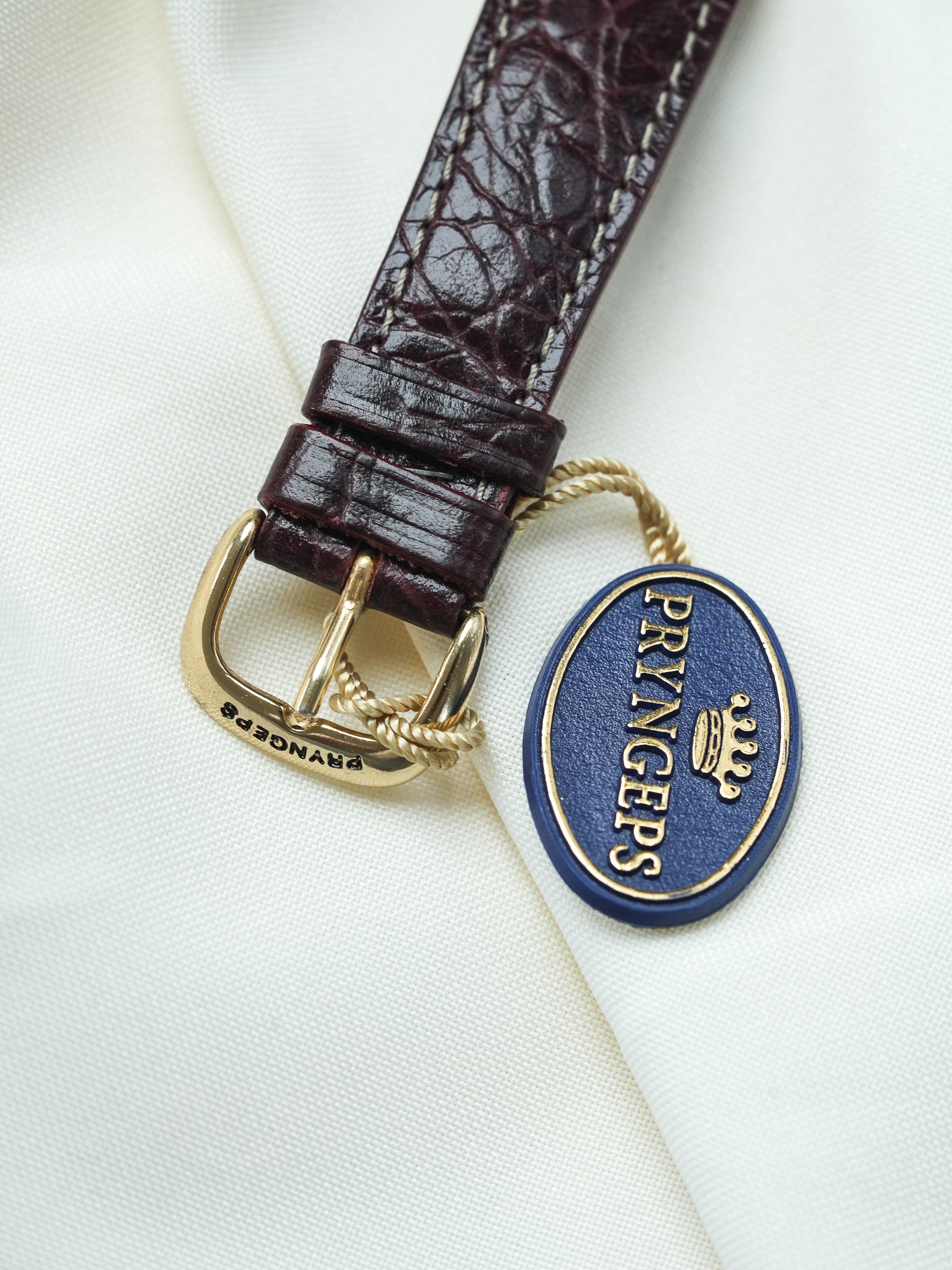 Pryngeps - 手动计时码表镀金棕色皮革表带 - NOS - 1980s